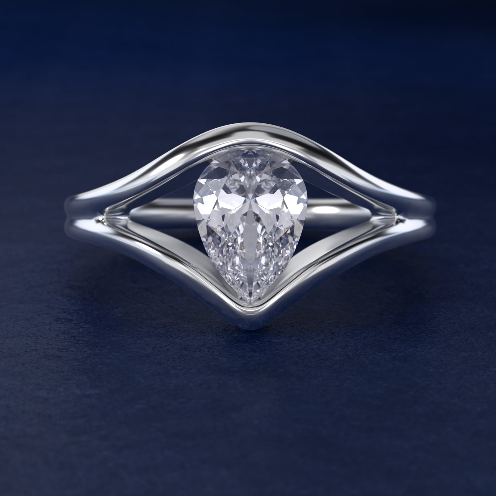 Oculus Solitaire Engagement Ring In 14K White Gold By James Allen - Pear Center