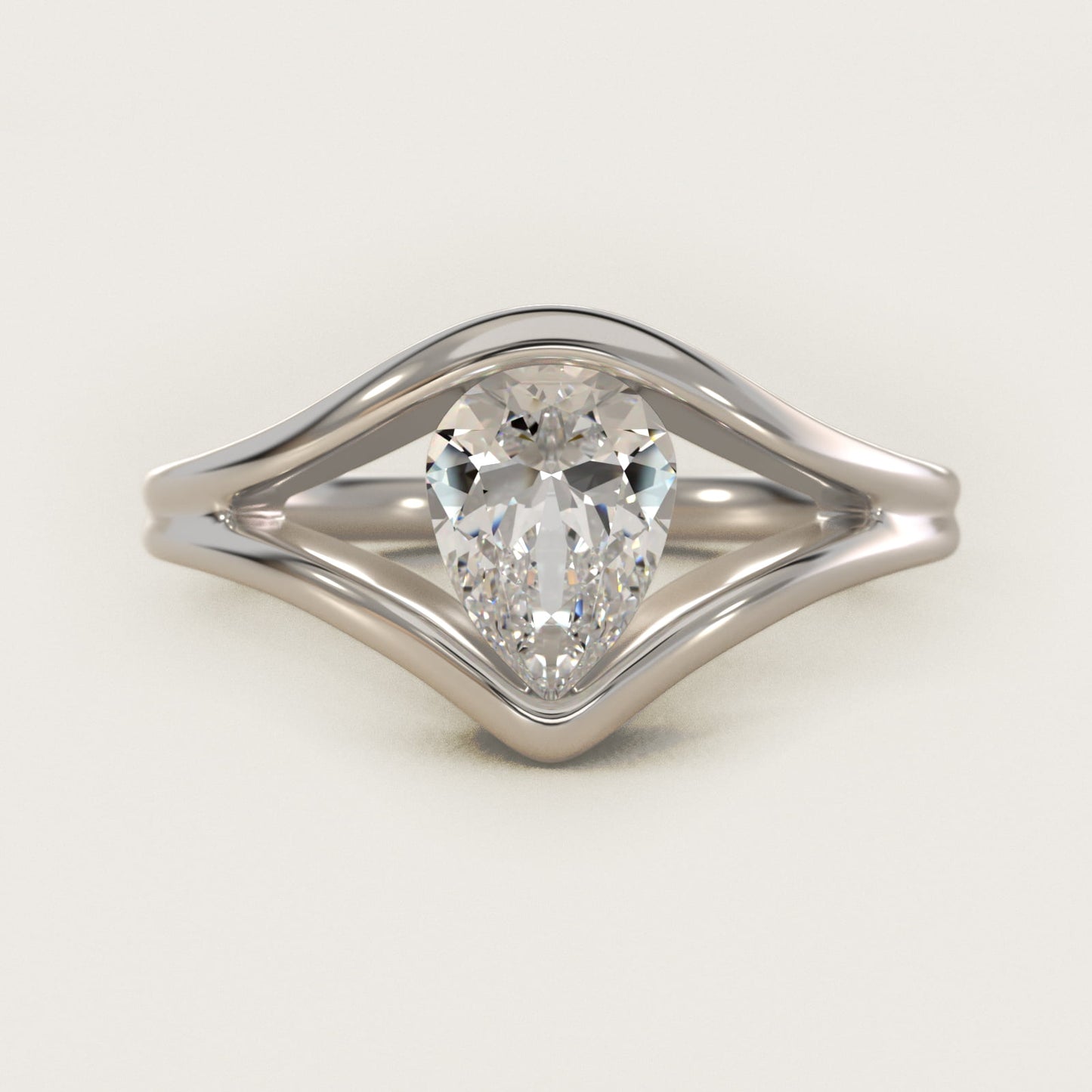 Oculus Solitaire Engagement Ring In 14K White Gold By James Allen - Pear Center