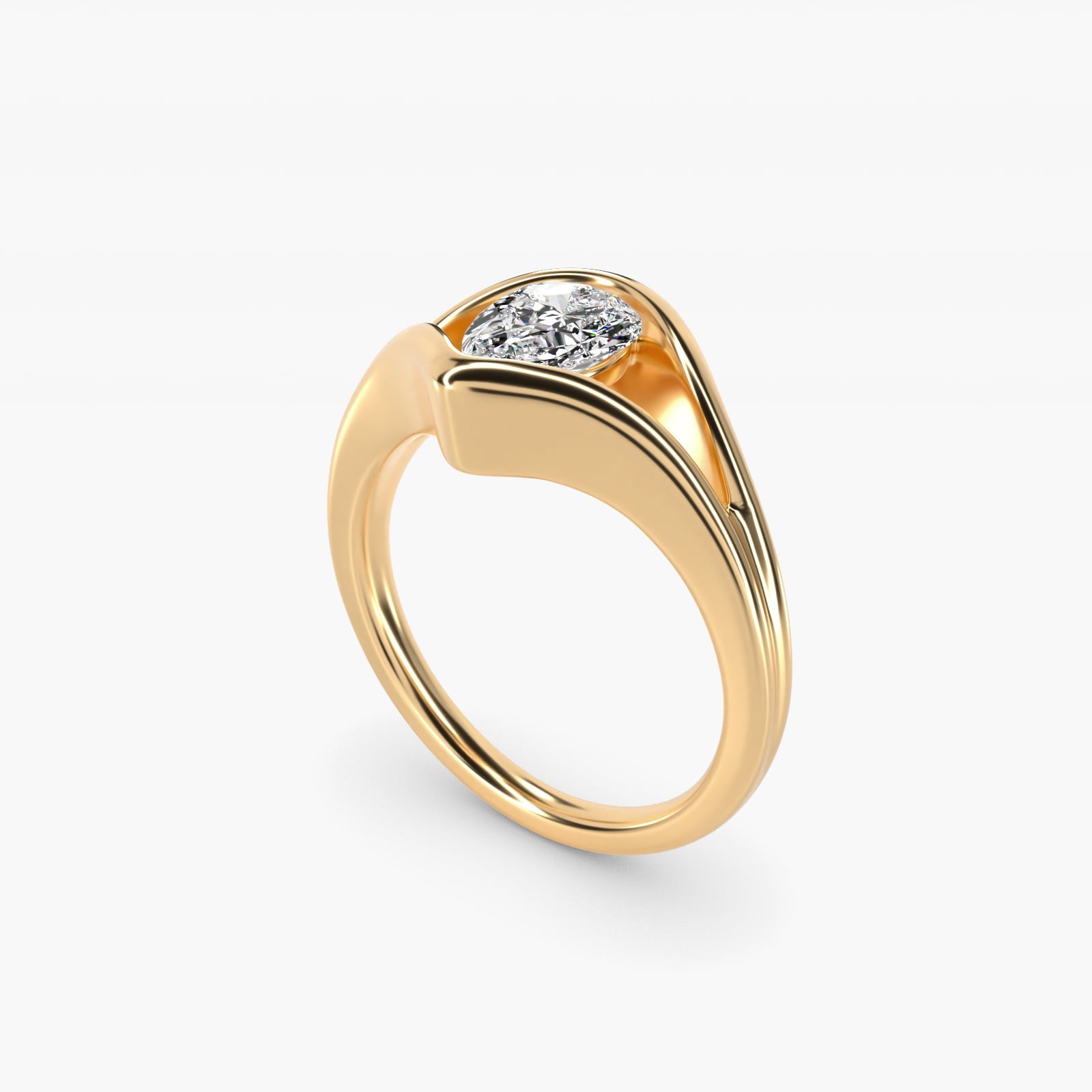Oculus Solitaire Engagement Ring In 18k Yellow Gold By James Allen - Pear Center