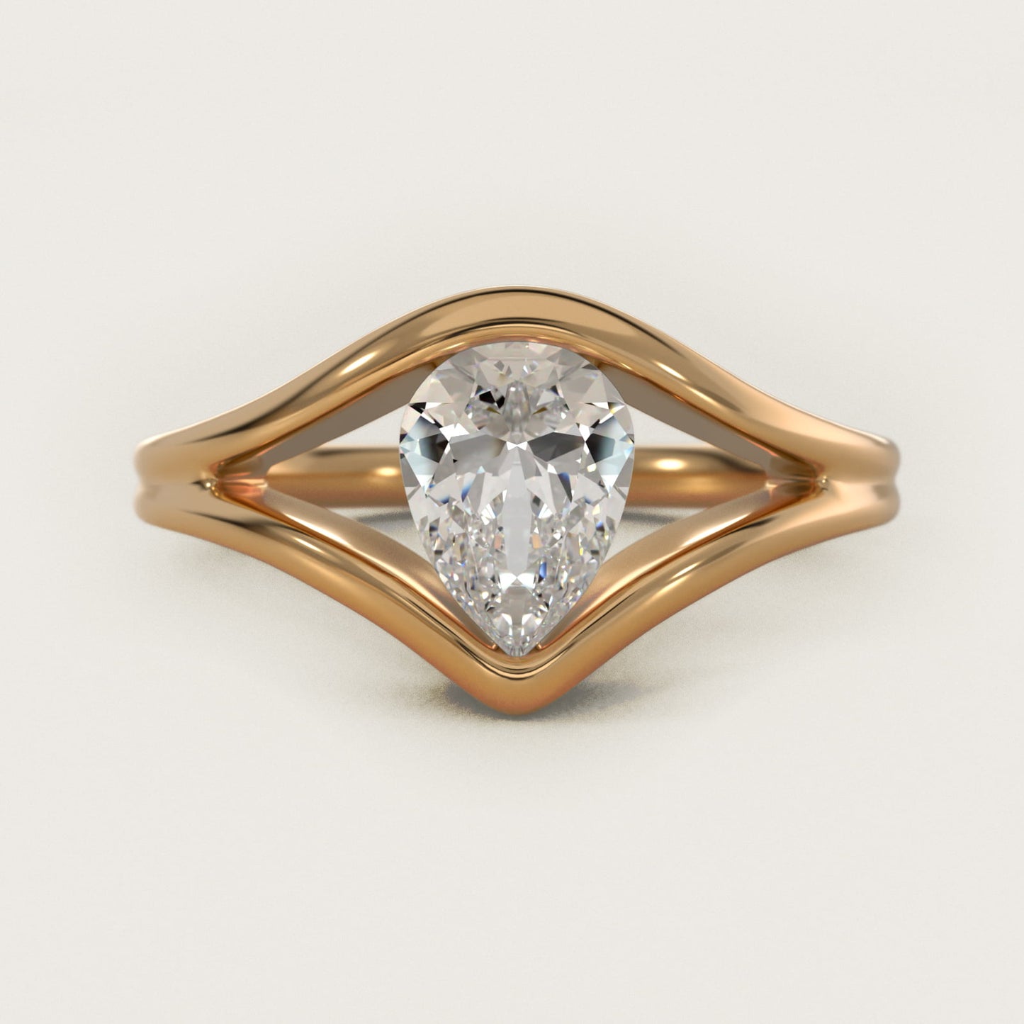 Oculus Solitaire Engagement Ring In 14K Yellow Gold By James Allen - Pear Center