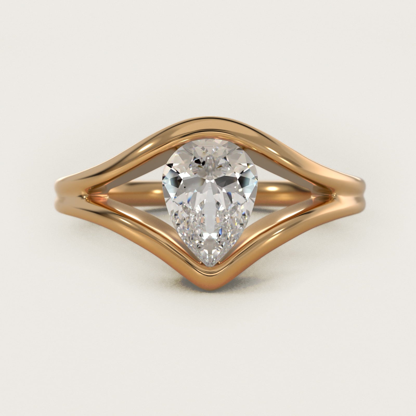 Oculus Solitaire Engagement Ring In 14K Yellow Gold By James Allen - Pear Center