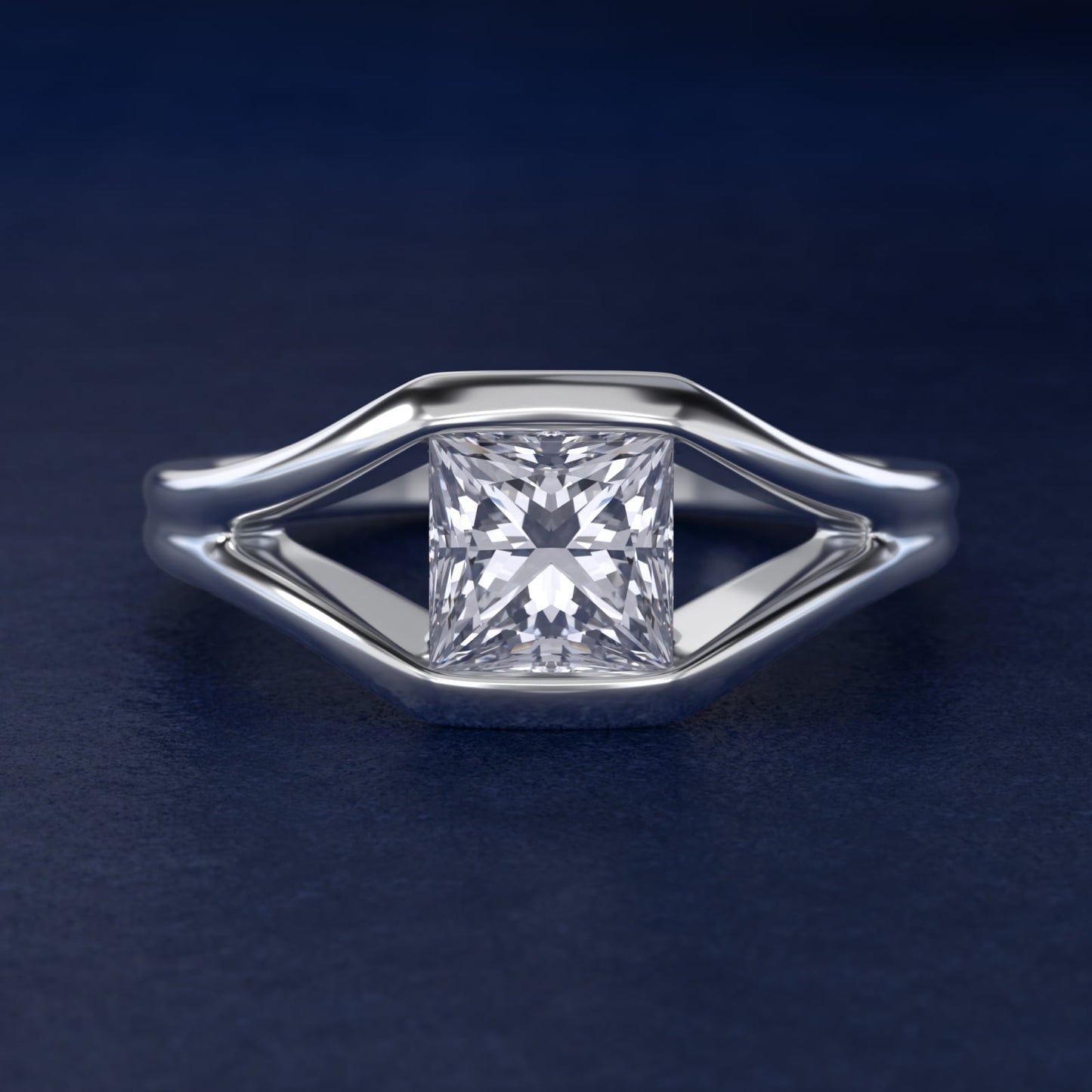 Oculus Solitaire Engagement Ring In 14K White Gold By James Allen - Princess Center