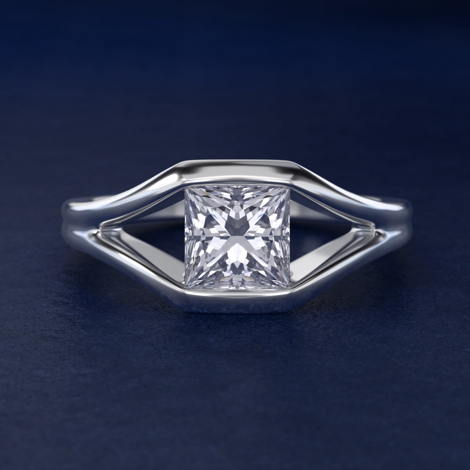 Oculus Solitaire Engagement Ring In 14K White Gold By James Allen - Princess Center
