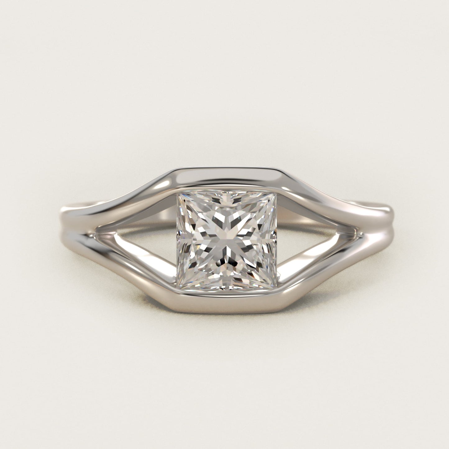 Oculus Solitaire Engagement Ring In 14K White Gold By James Allen - Princess Center