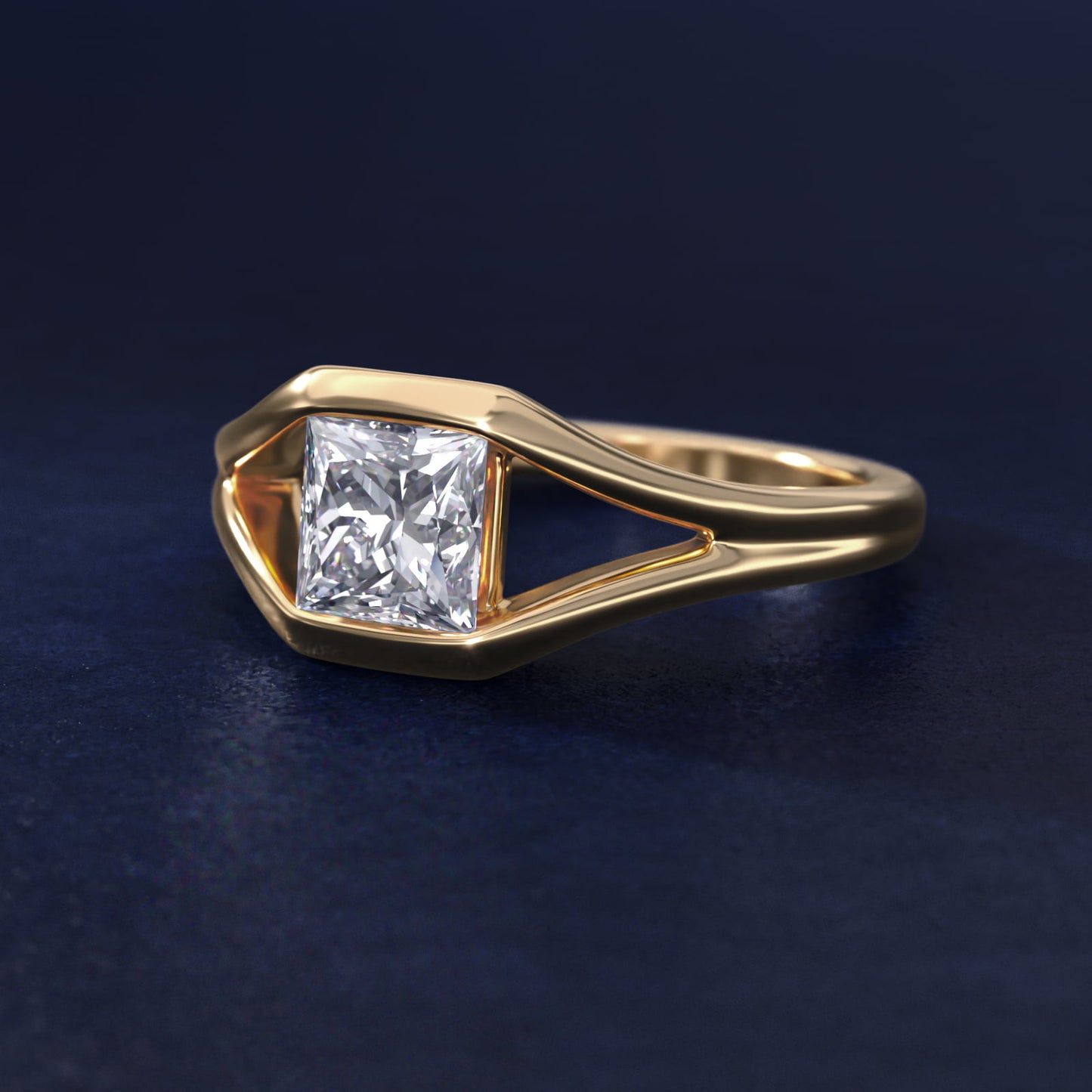 Oculus Solitaire Engagement Ring In 14K Yellow Gold By James Allen - Princess Center