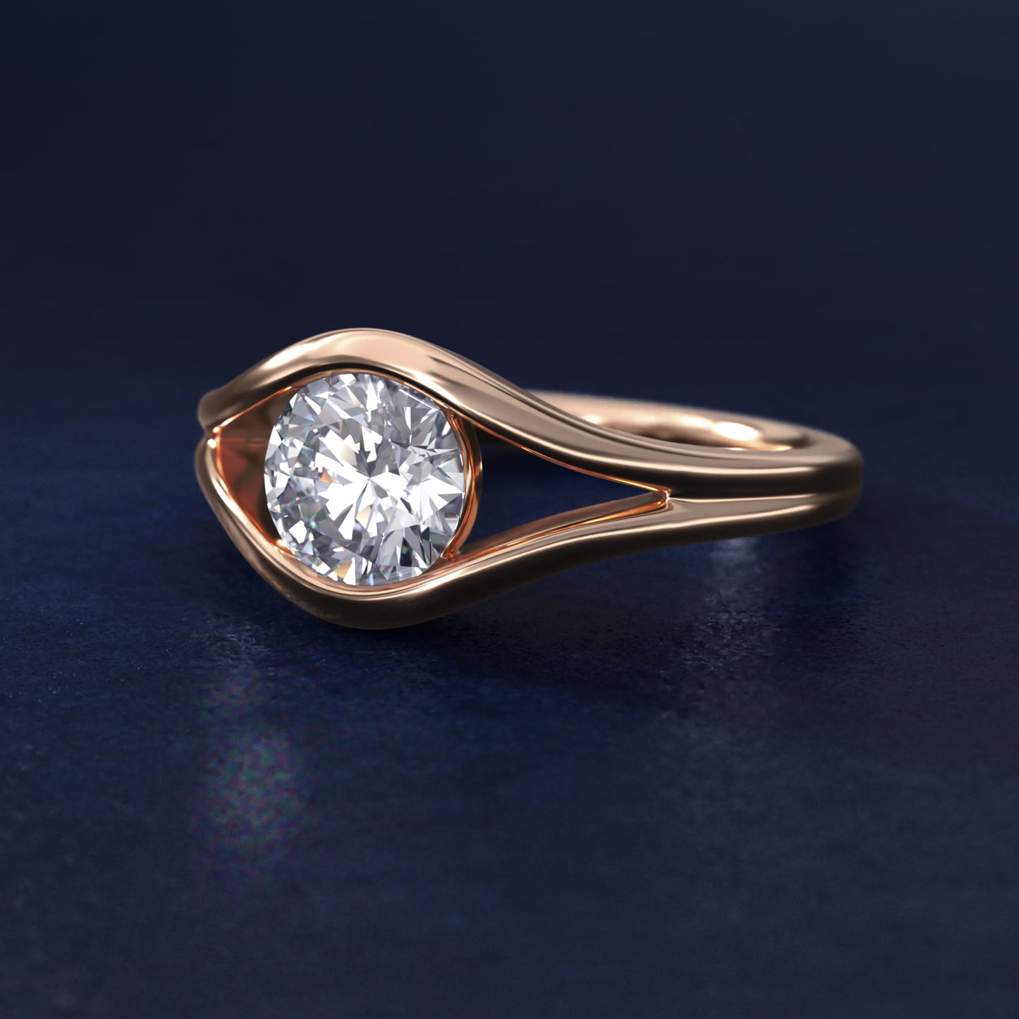 Oculus Solitaire Engagement Ring In 14K Rose Gold By James Allen - Round Center