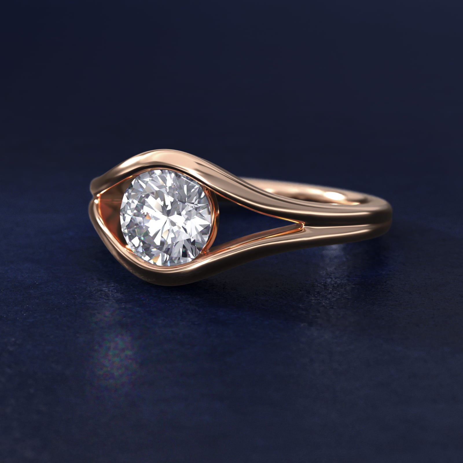 Oculus Solitaire Engagement Ring In 14K Rose Gold By James Allen - Round Center