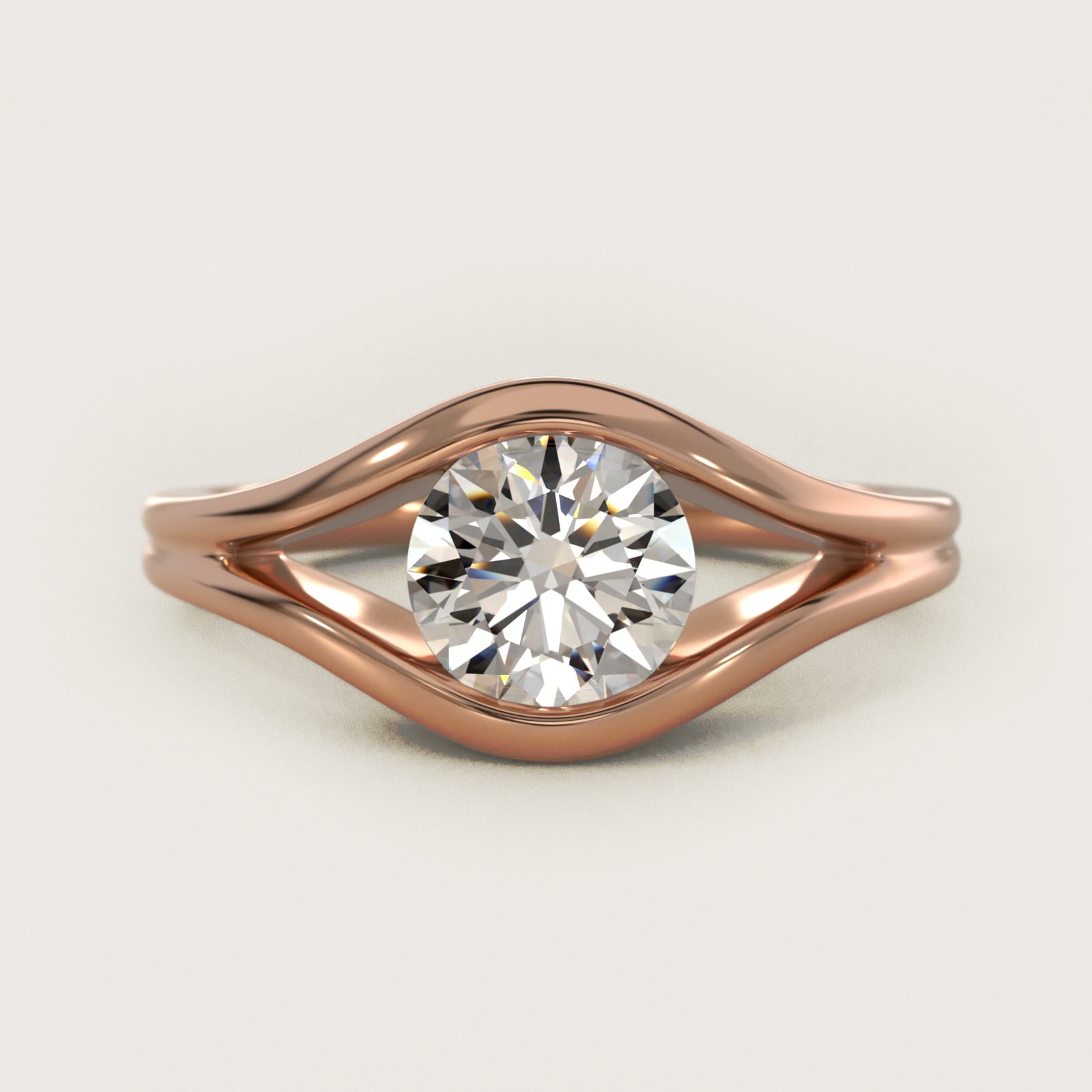 Oculus Solitaire Engagement Ring In 14K Rose Gold By James Allen - Round Center