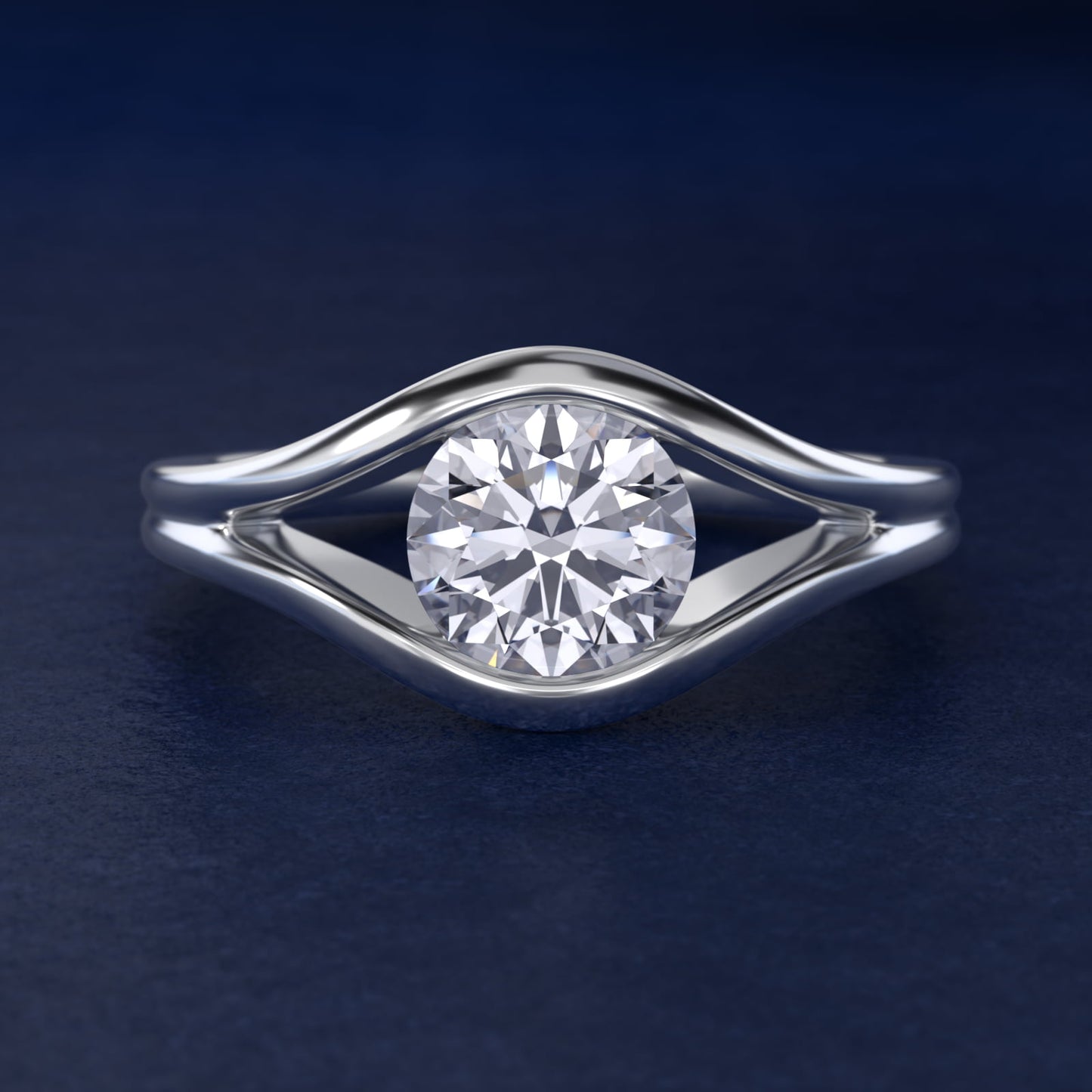 Oculus Solitaire Engagement Ring In 14K White Gold By James Allen - Round Center
