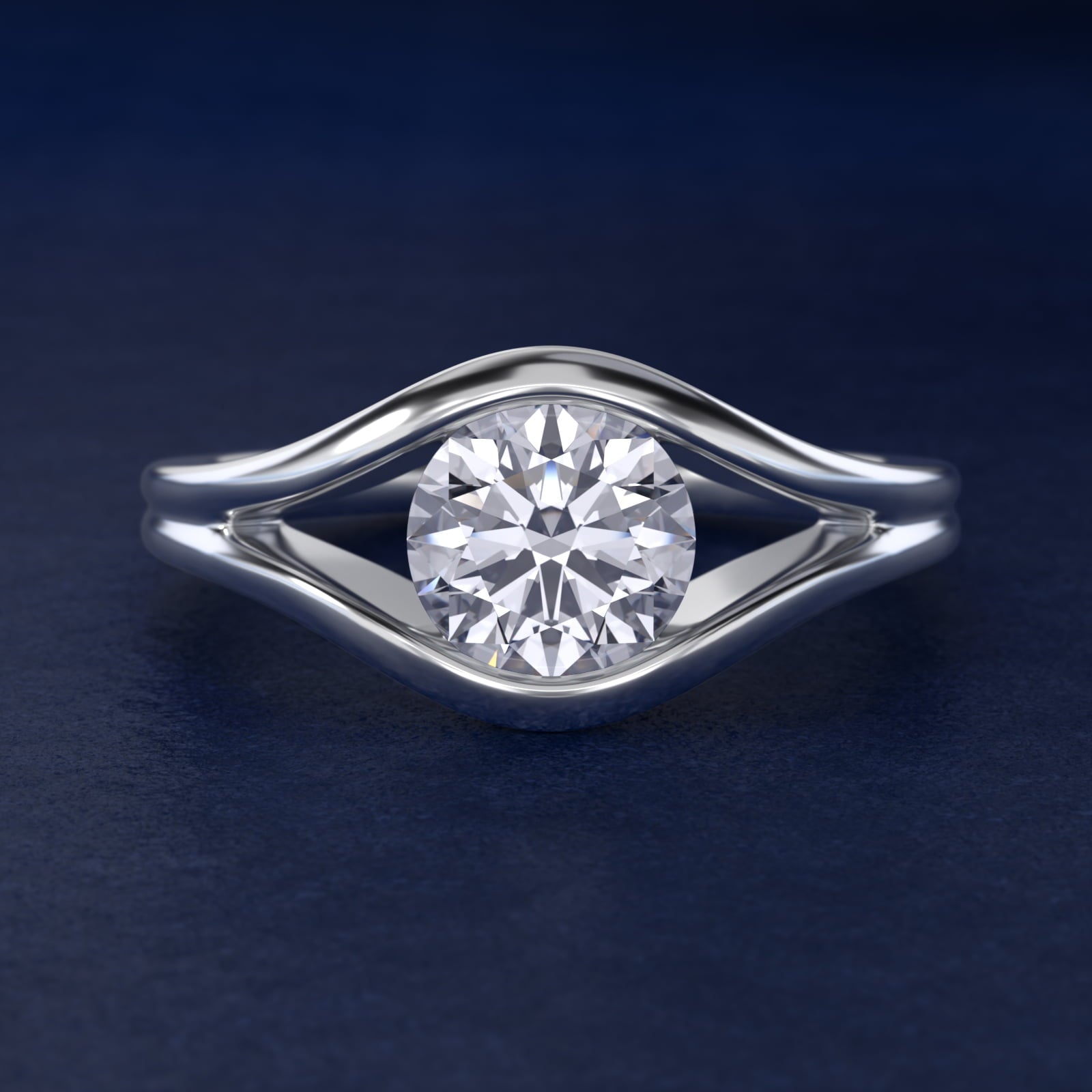 Oculus Solitaire Engagement Ring In 14K White Gold By James Allen - Round Center