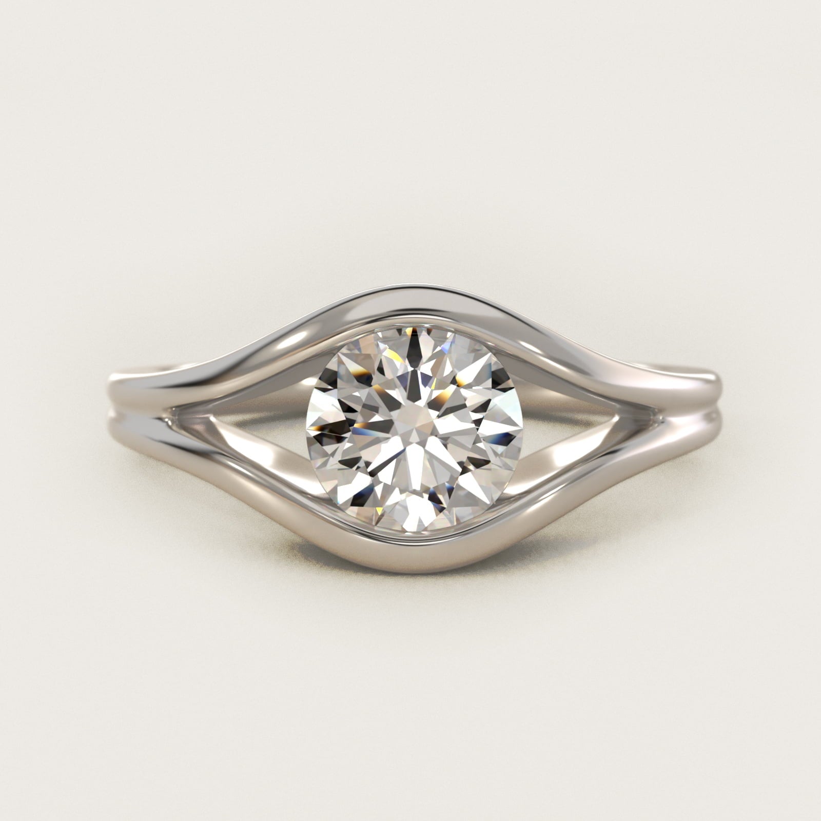 Oculus Solitaire Engagement Ring In 14K White Gold By James Allen - Round Center