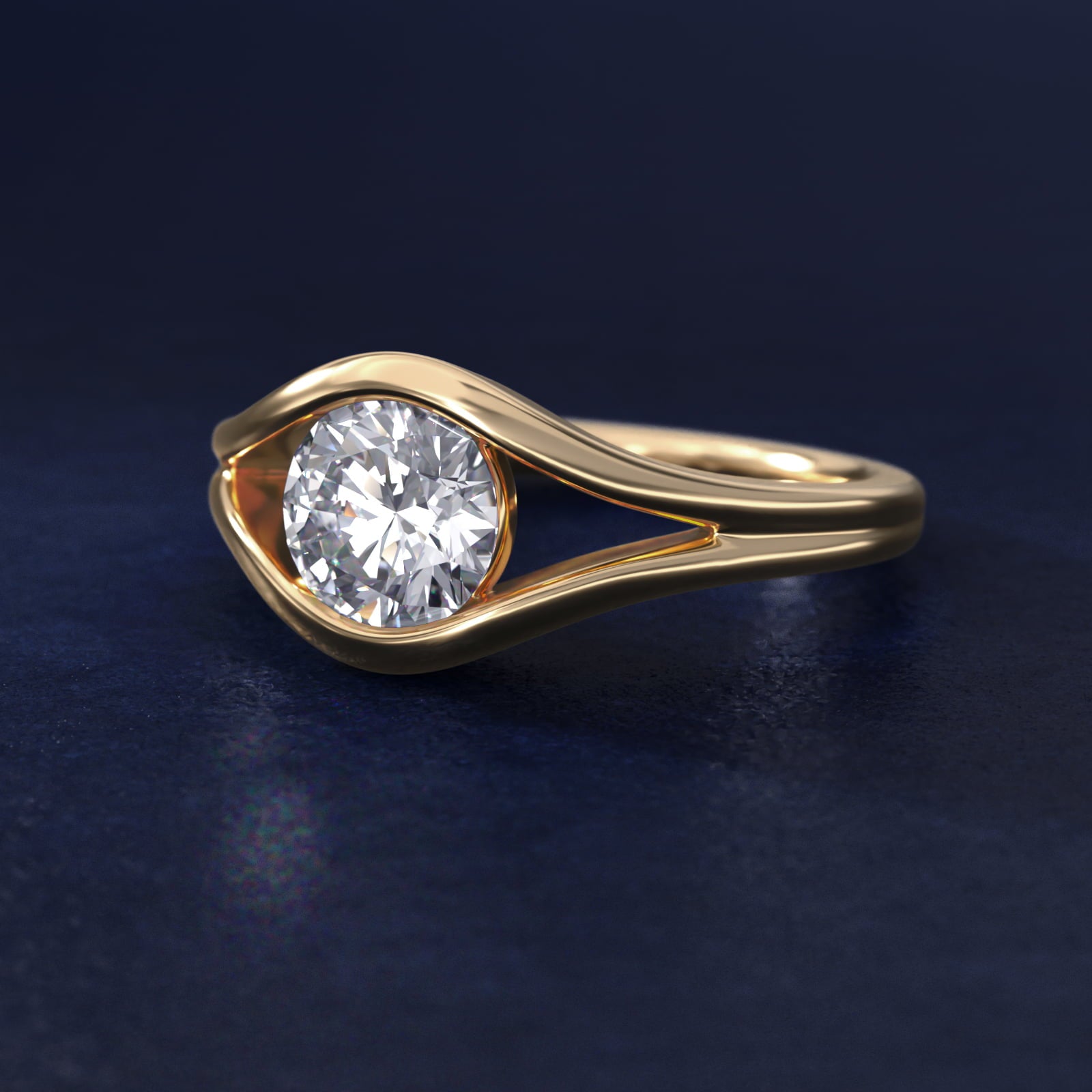 Oculus Solitaire Engagement Ring In 14K Yellow Gold By James Allen - Round Center