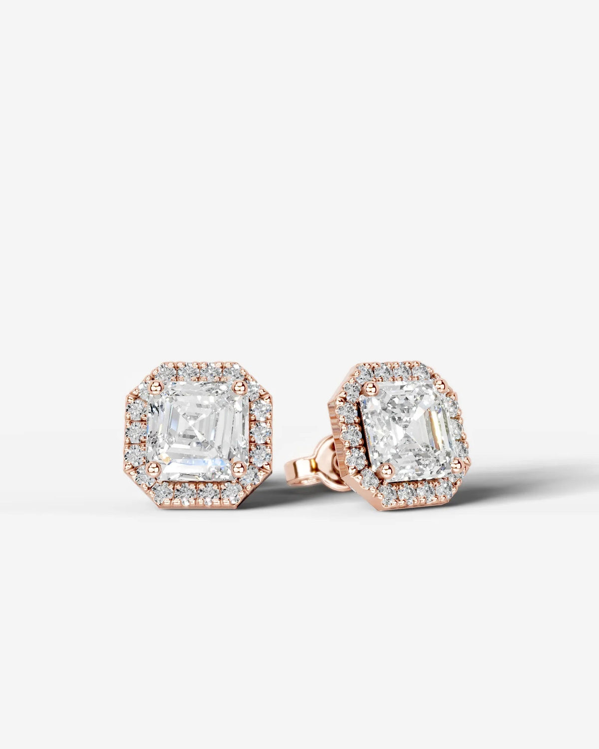 Ophelia Lab Grown Diamond Earrings Asscher - Rose Gold
