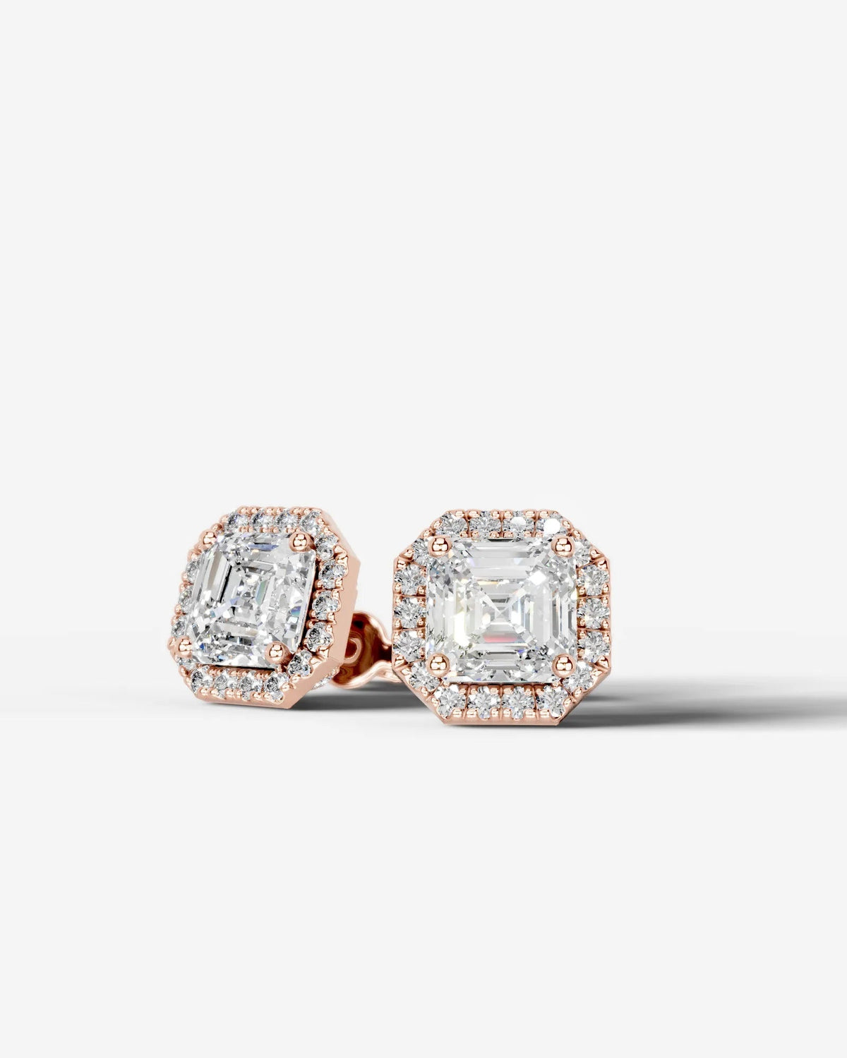 Ophelia Lab Grown Diamond Earrings Asscher - Rose Gold