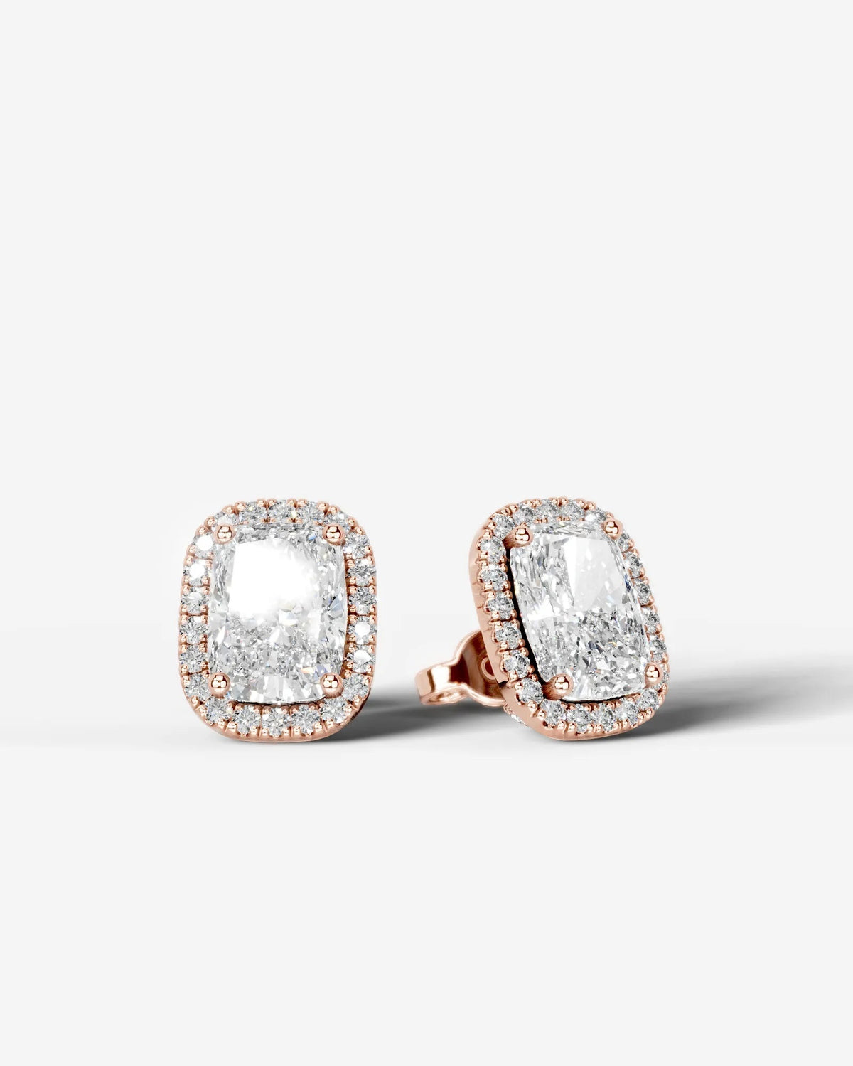 Ophelia Lab Grown Diamond Earrings Elongated Cushion - Rose Gold