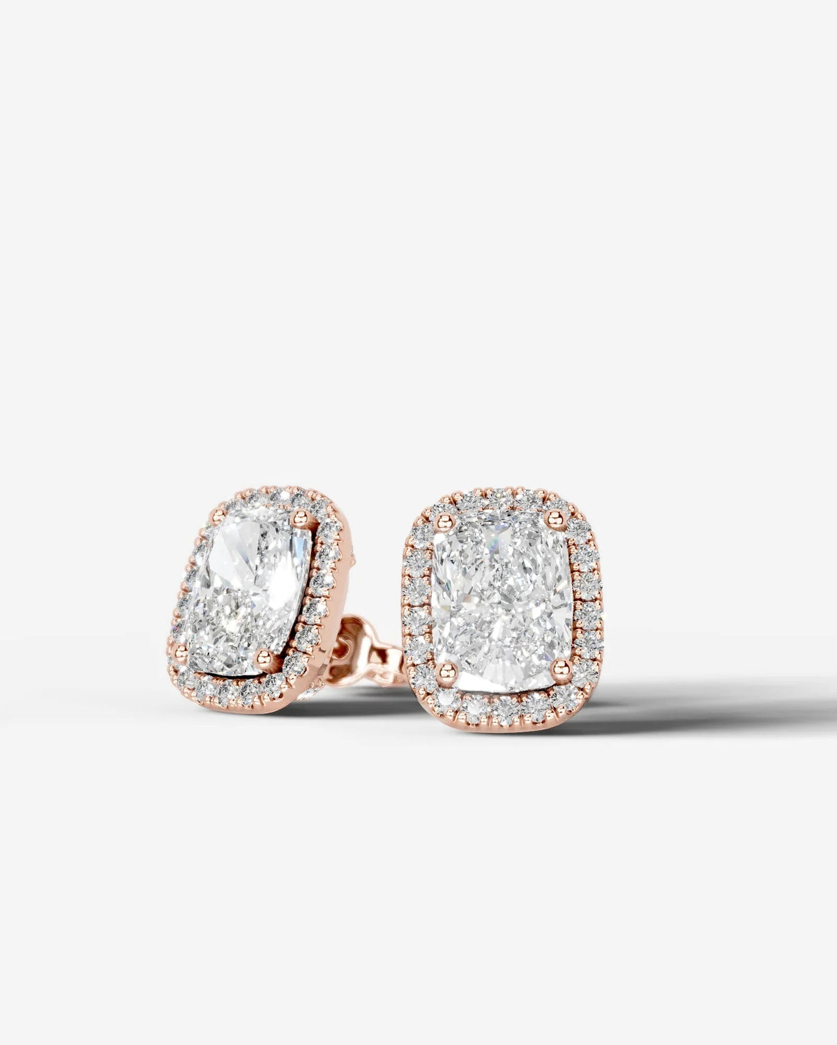 Ophelia Lab Grown Diamond Earrings Elongated Cushion - Rose Gold