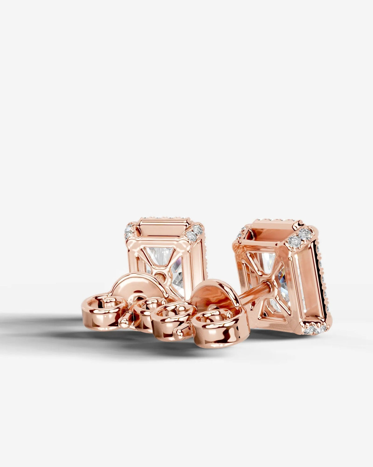 Ophelia Lab Grown Diamond Earrings Elongated Radiant - Rose Gold