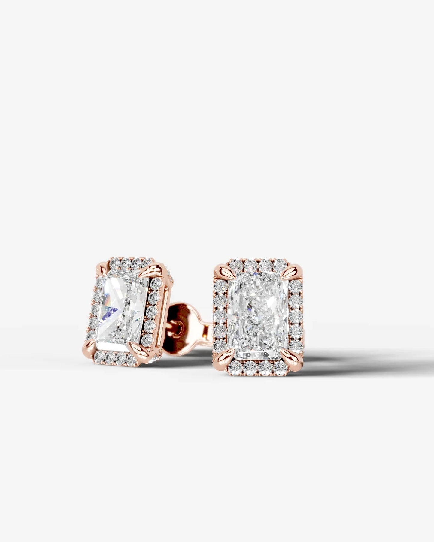 Ophelia Lab Grown Diamond Earrings Elongated Radiant - Rose Gold