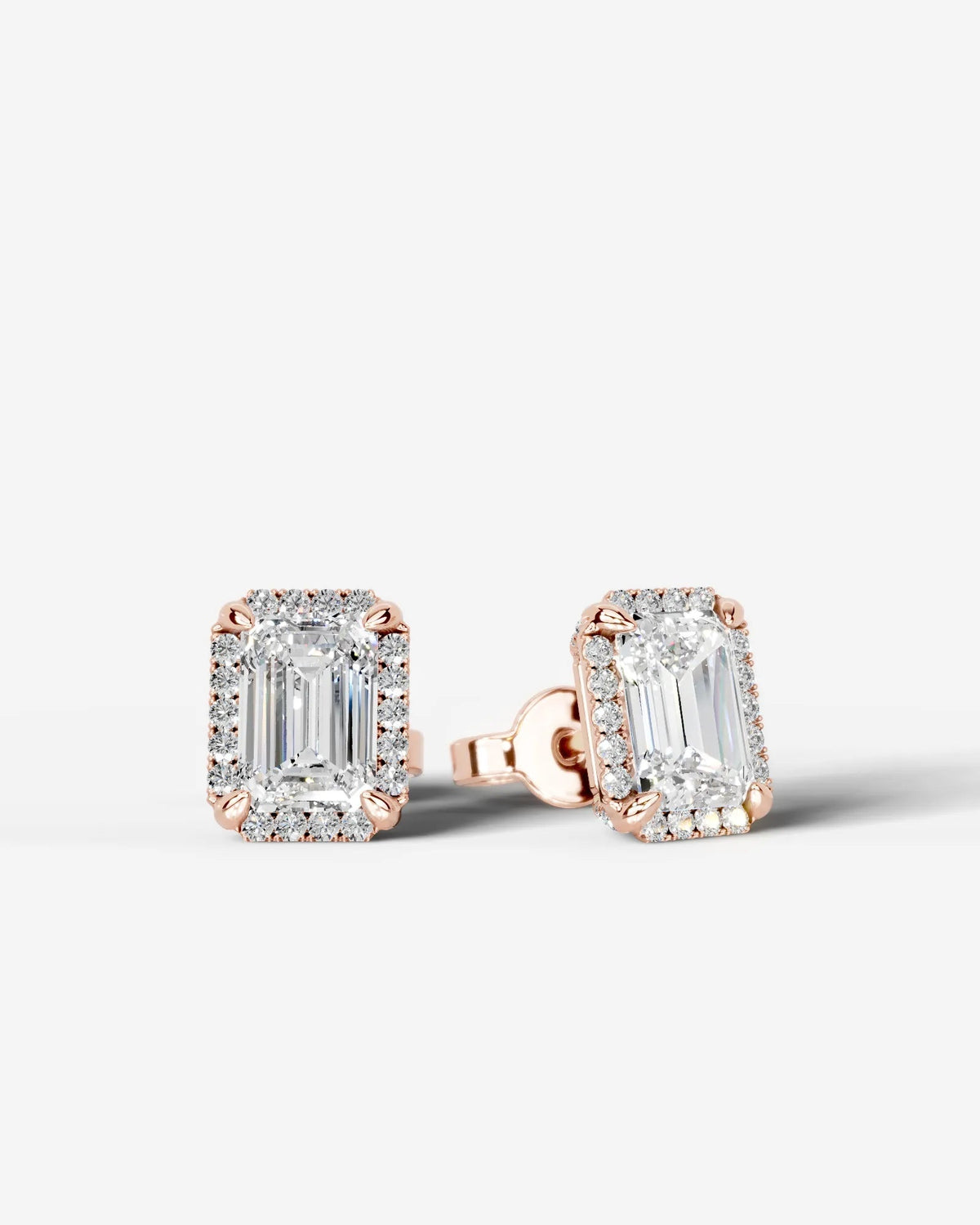 Ophelia Lab Grown Diamond Earrings Emerald - Rose Gold