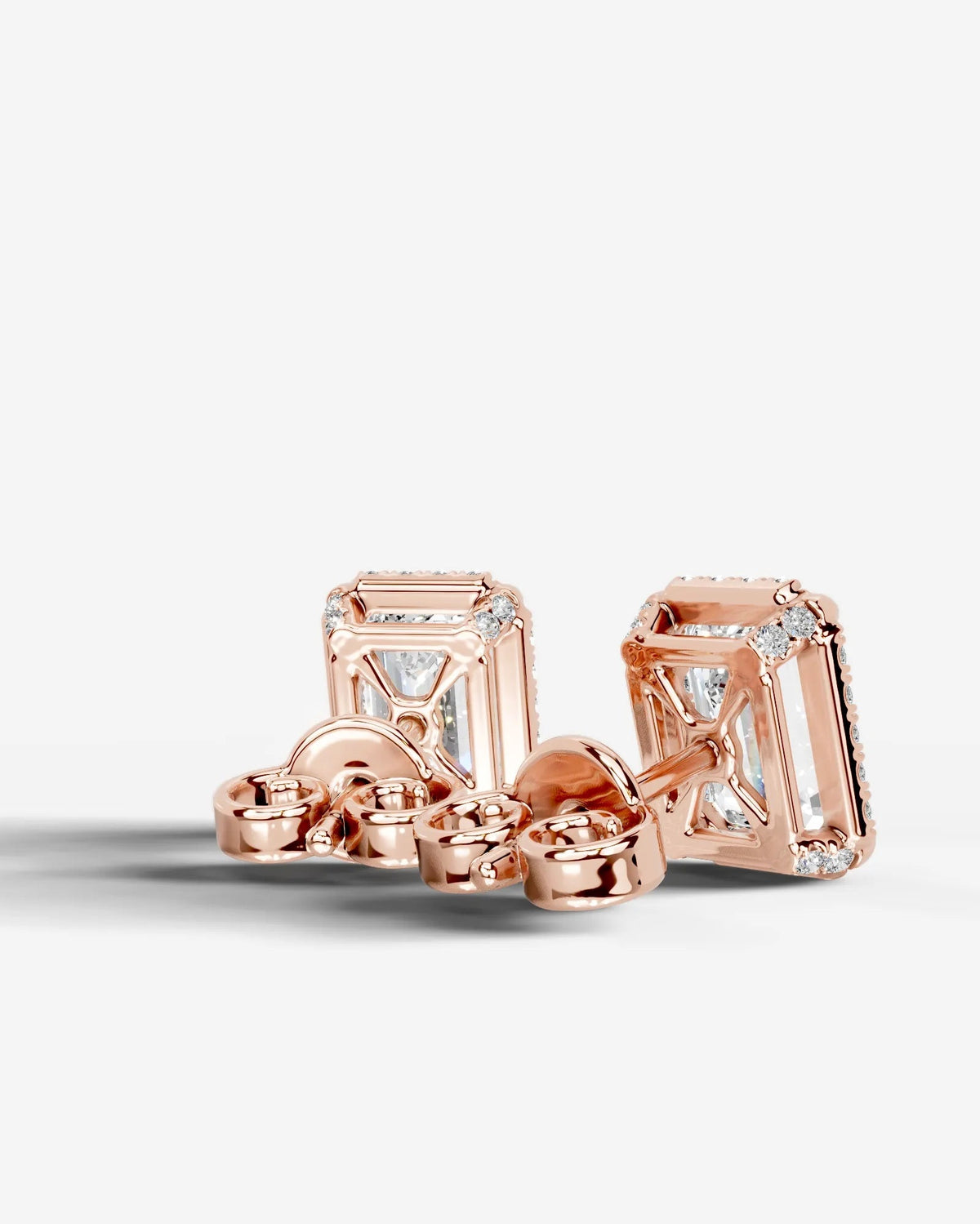 Ophelia Lab Grown Diamond Earrings Emerald - Rose Gold
