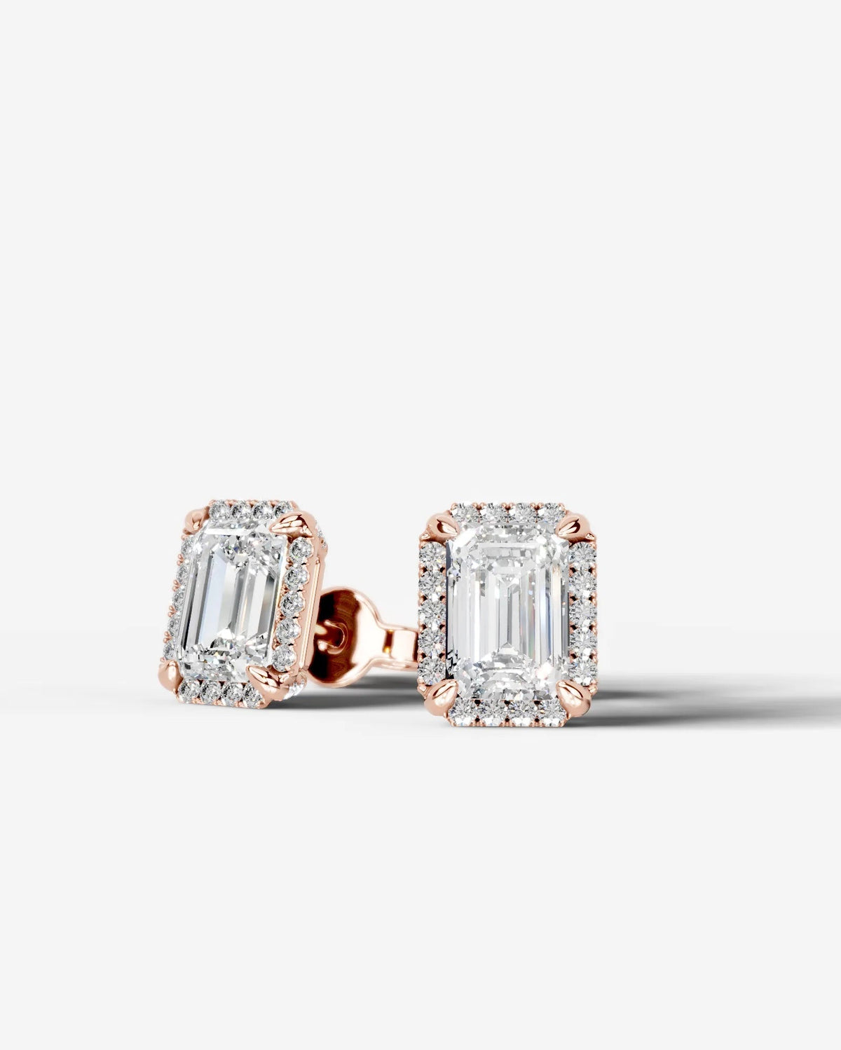 Ophelia Lab Grown Diamond Earrings Emerald - Rose Gold