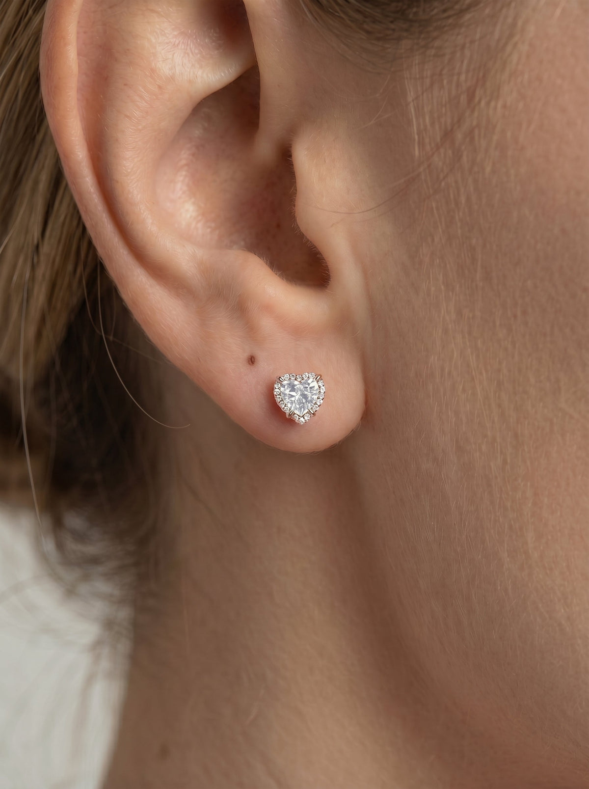 Ophelia Lab Grown Diamond Earrings Heart - Rose Gold