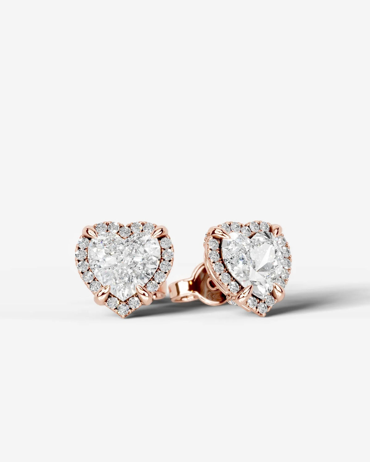 Ophelia Lab Grown Diamond Earrings Heart - Rose Gold
