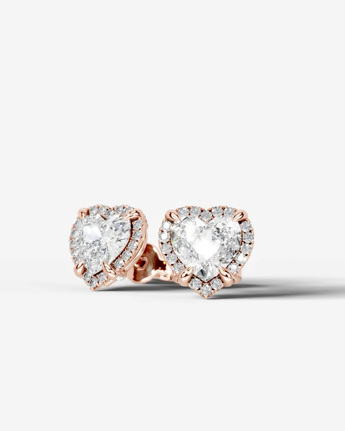 Ophelia Lab Grown Diamond Earrings Heart - Rose Gold