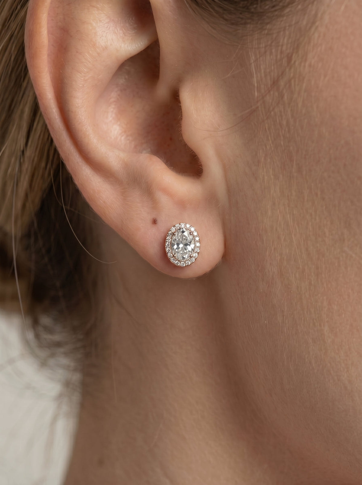Ophelia Lab Grown Diamond Earrings Oval - Rose Gold
