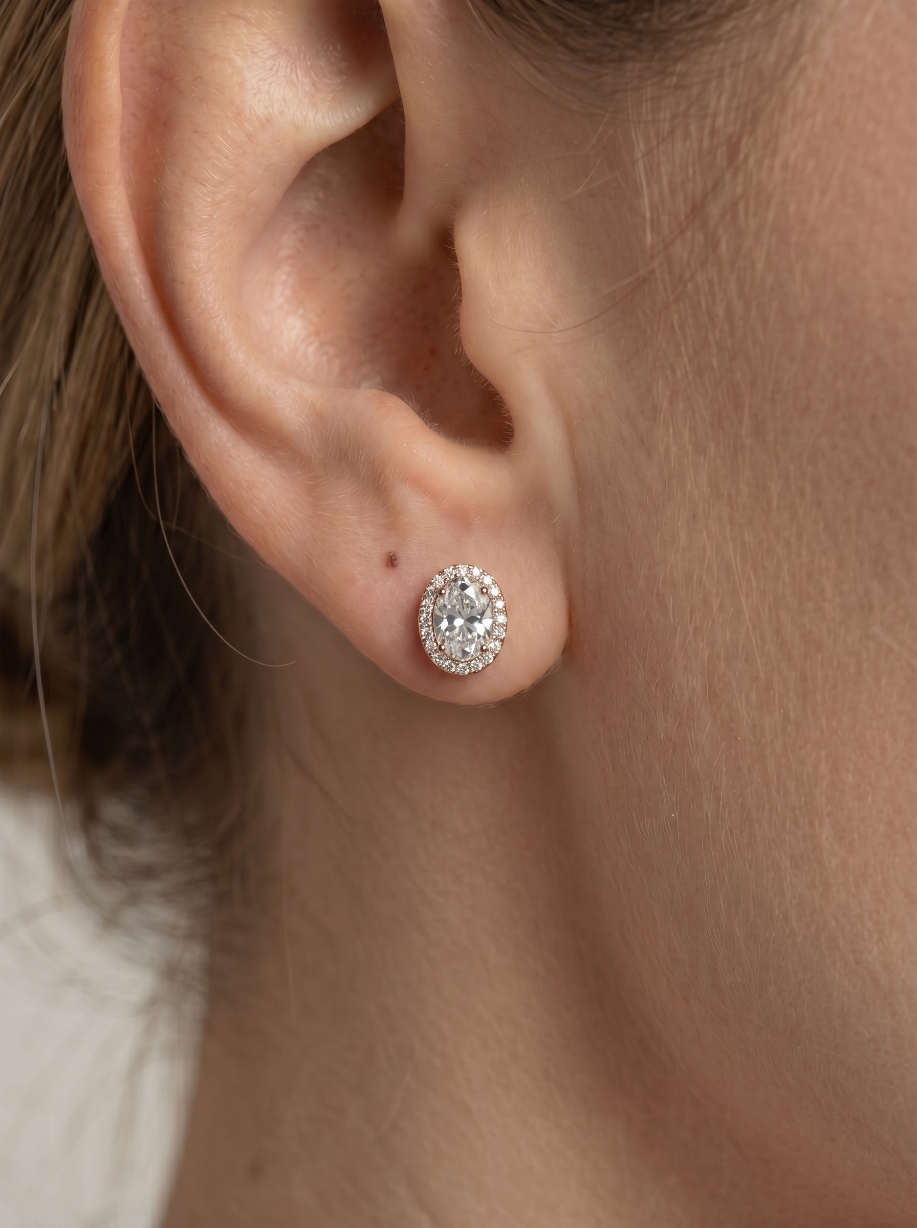 Ophelia Lab Grown Diamond Earrings Oval - Rose Gold