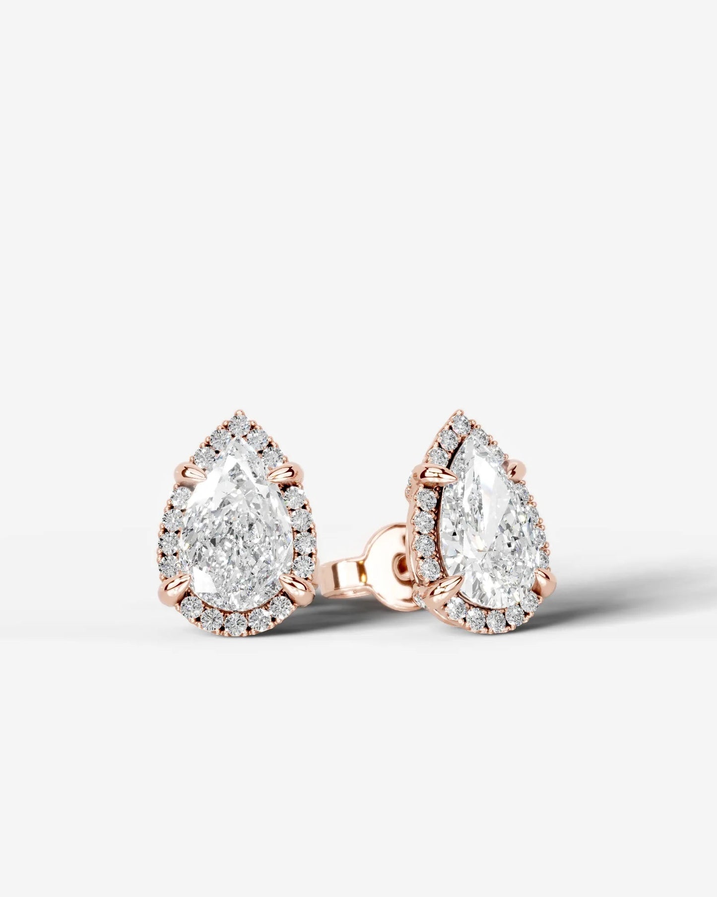 Ophelia Lab Grown Diamond Earrings Pear - Rose Gold
