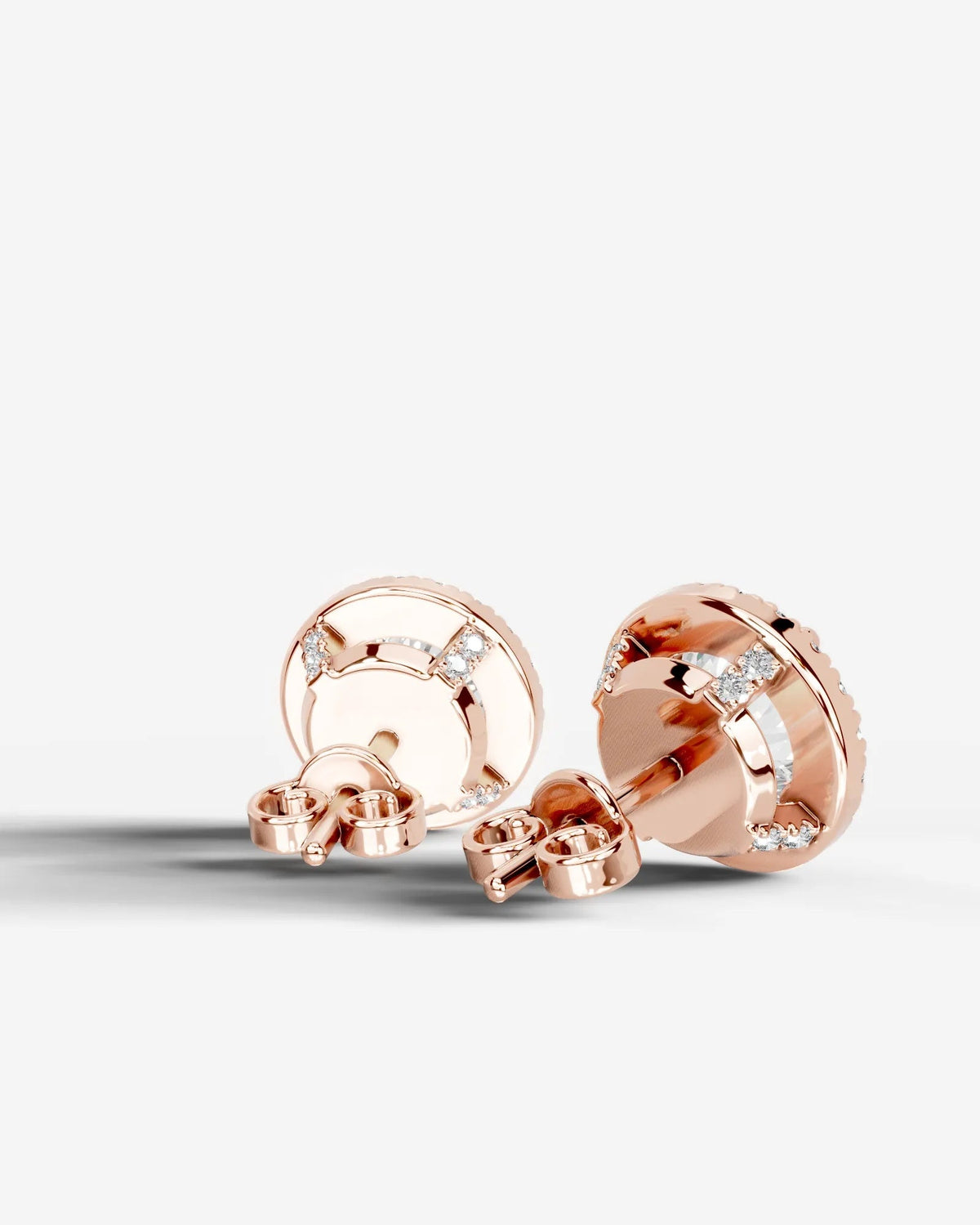Ophelia Lab Grown Diamond Earrings Round - Rose Gold