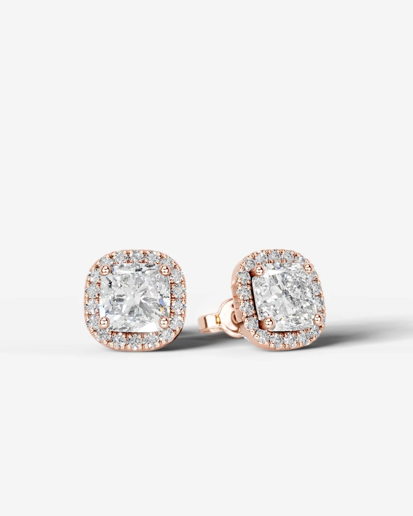 Ophelia Lab Grown Diamond Earrings Square Cushion - Rose Gold