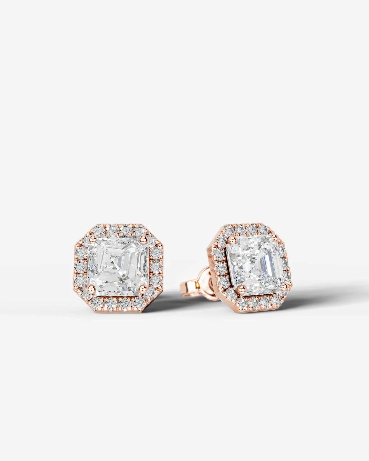 Ophelia Lab Grown Diamond Earrings Square Radiant - Rose Gold