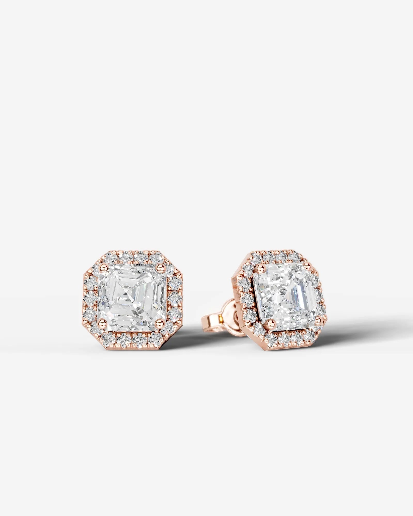 Ophelia Lab Grown Diamond Earrings Square Radiant - Rose Gold