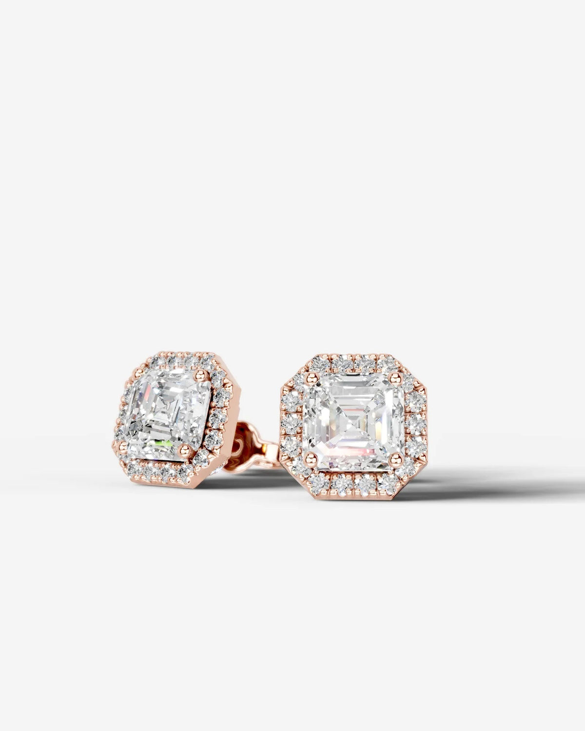 Ophelia Lab Grown Diamond Earrings Square Radiant - Rose Gold