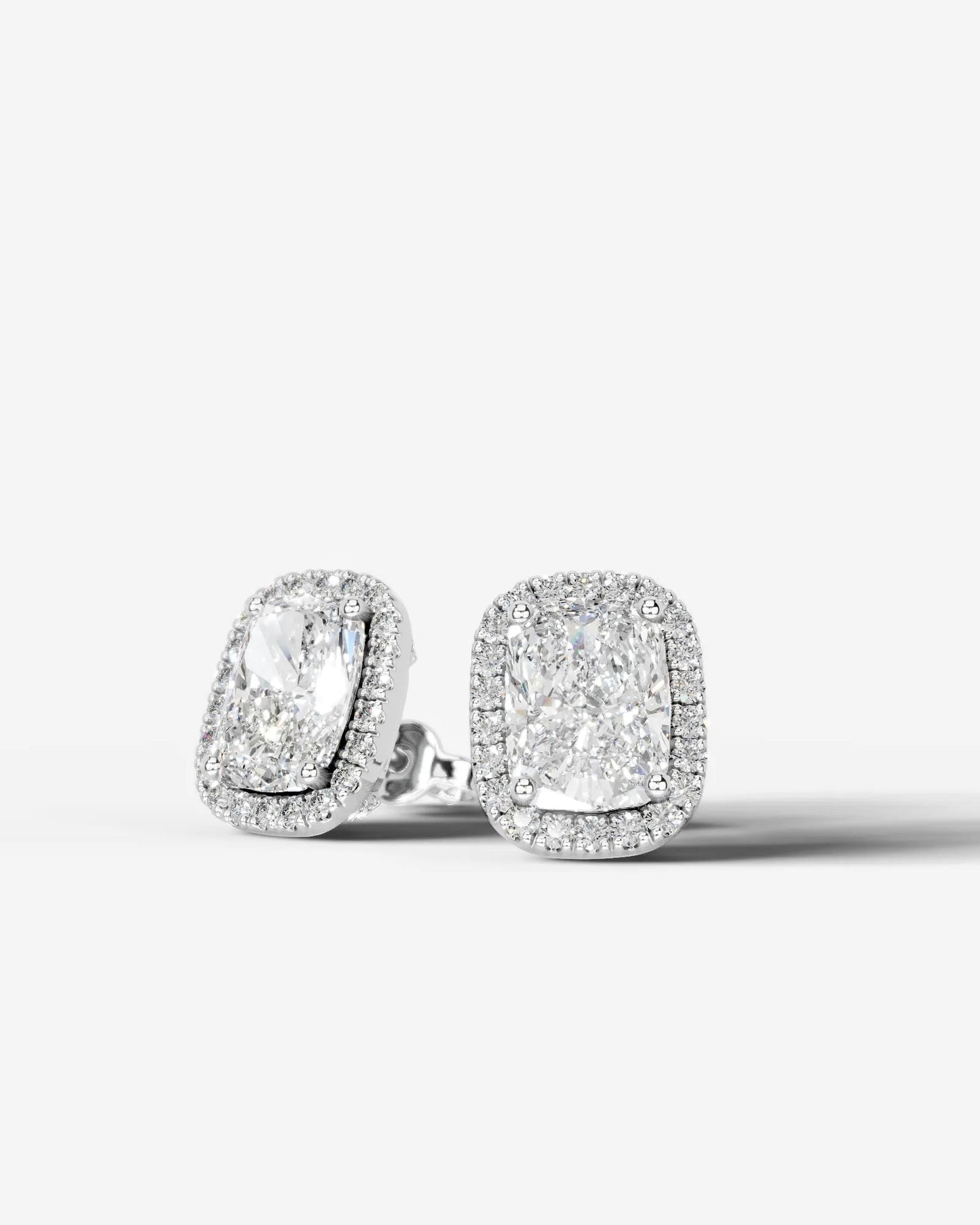 Ophelia Lab Grown Diamond Earrings Elongated Cushion - Platinum