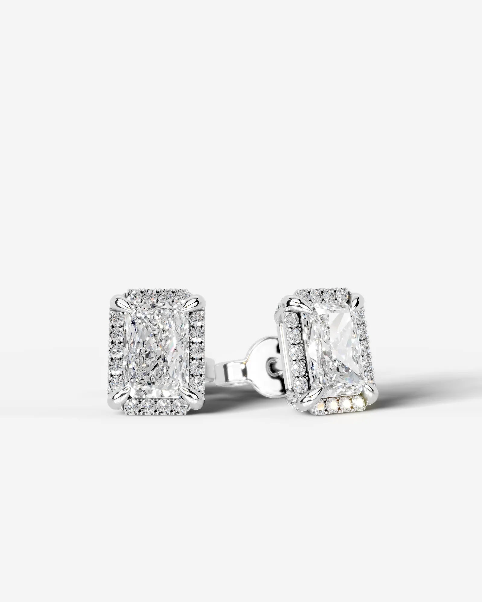 Ophelia Lab Grown Diamond Earrings Elongated Radiant - White Gold