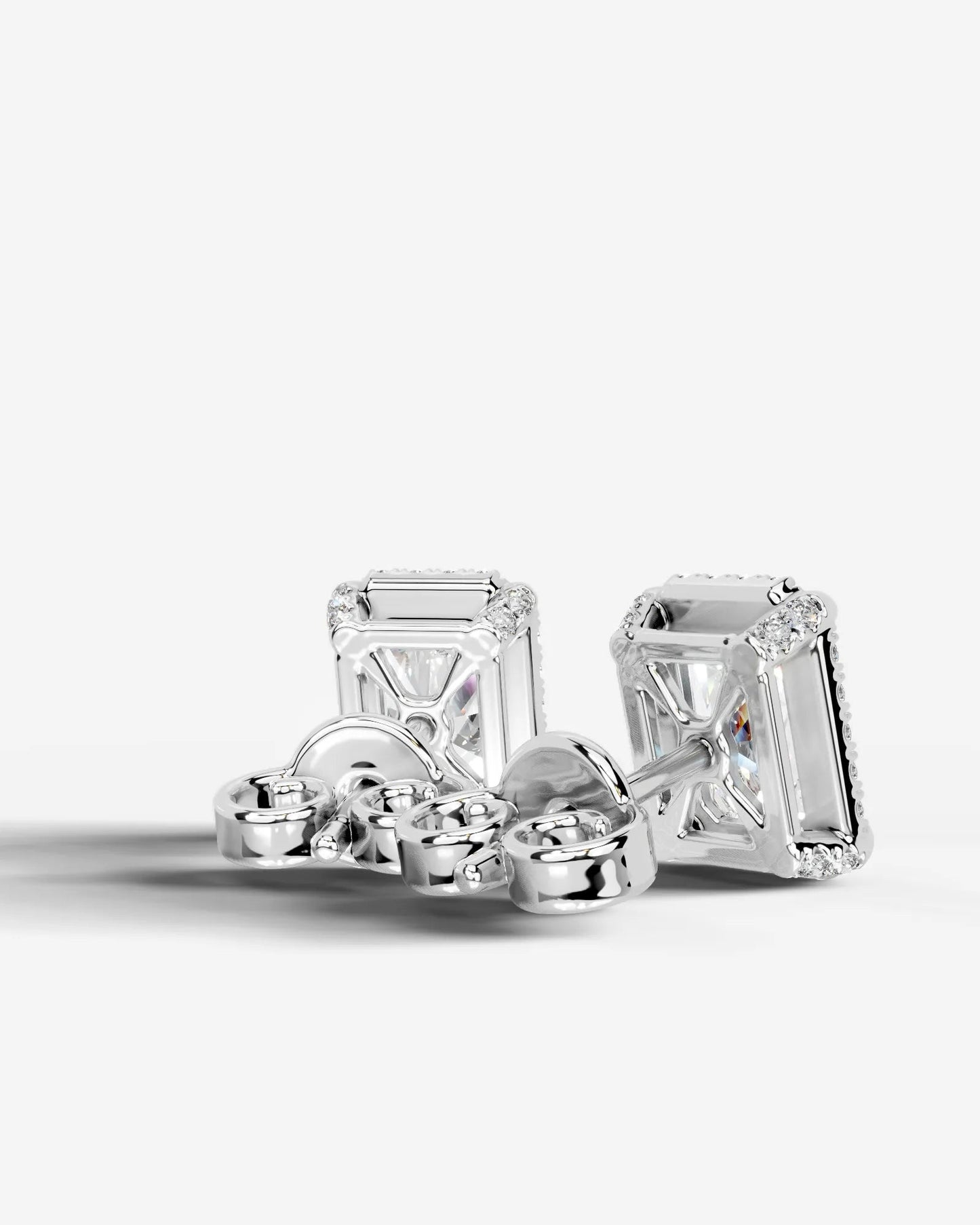 Ophelia Lab Grown Diamond Earrings Elongated Radiant - White Gold