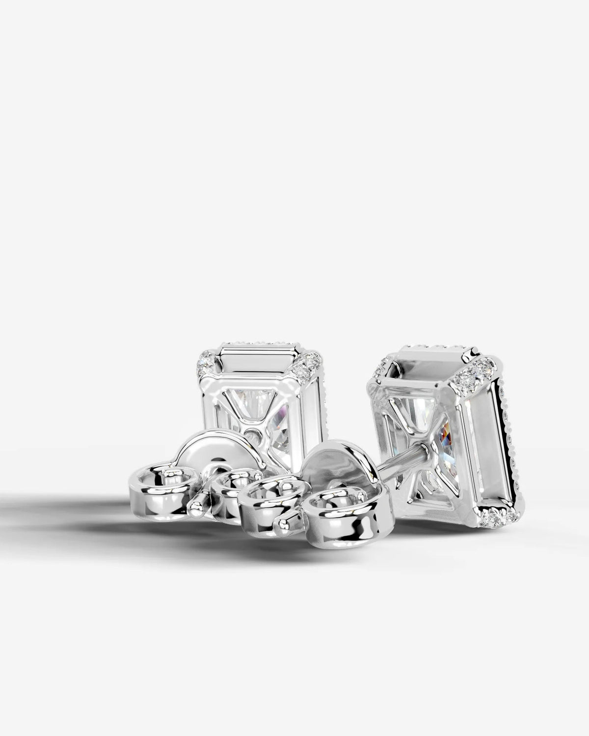 Ophelia Lab Grown Diamond Earrings Elongated Radiant - White Gold