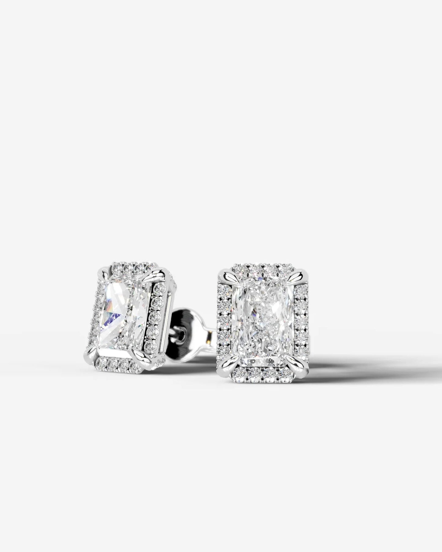 Ophelia Lab Grown Diamond Earrings Elongated Radiant - White Gold