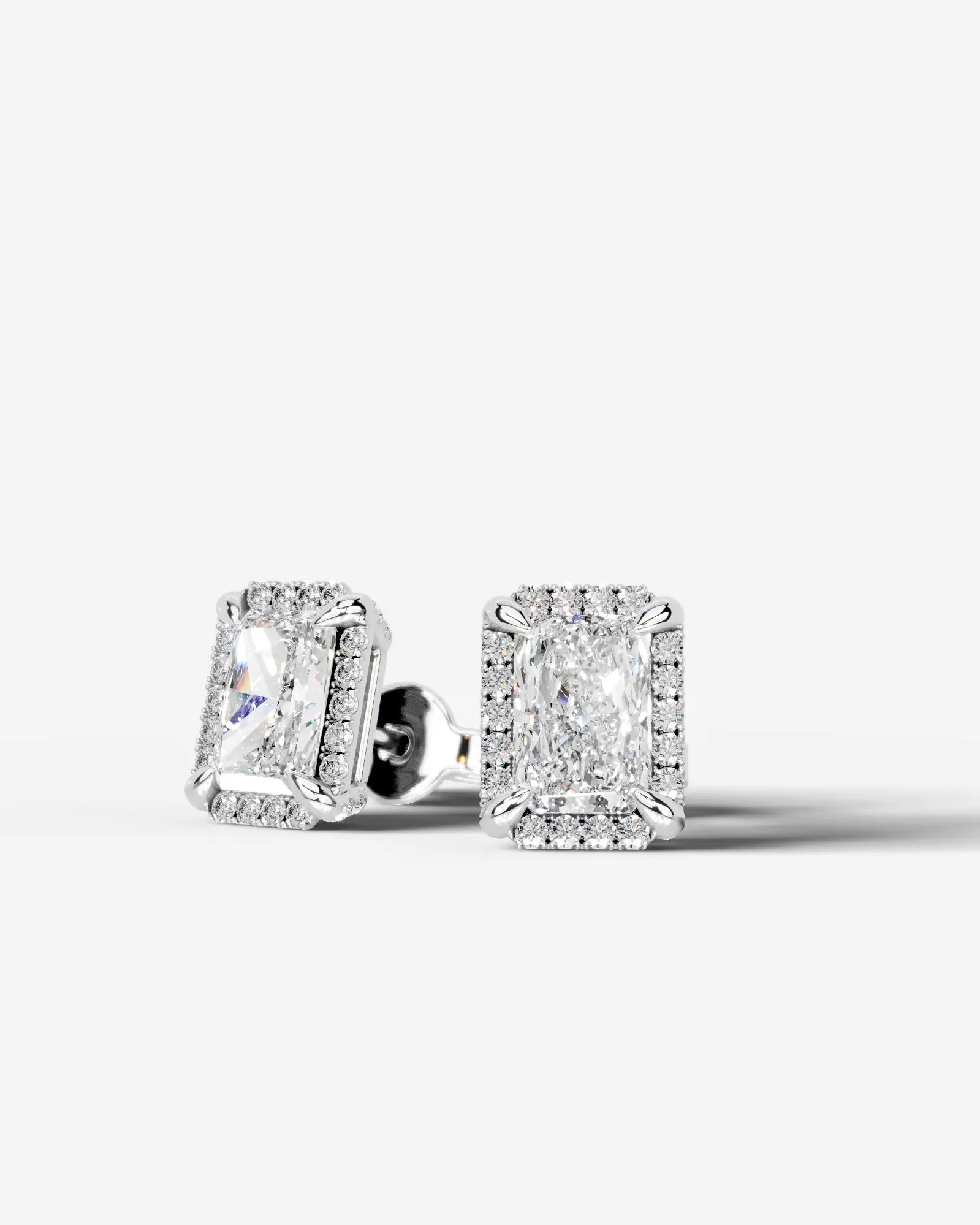 Ophelia Lab Grown Diamond Earrings Elongated Radiant - White Gold