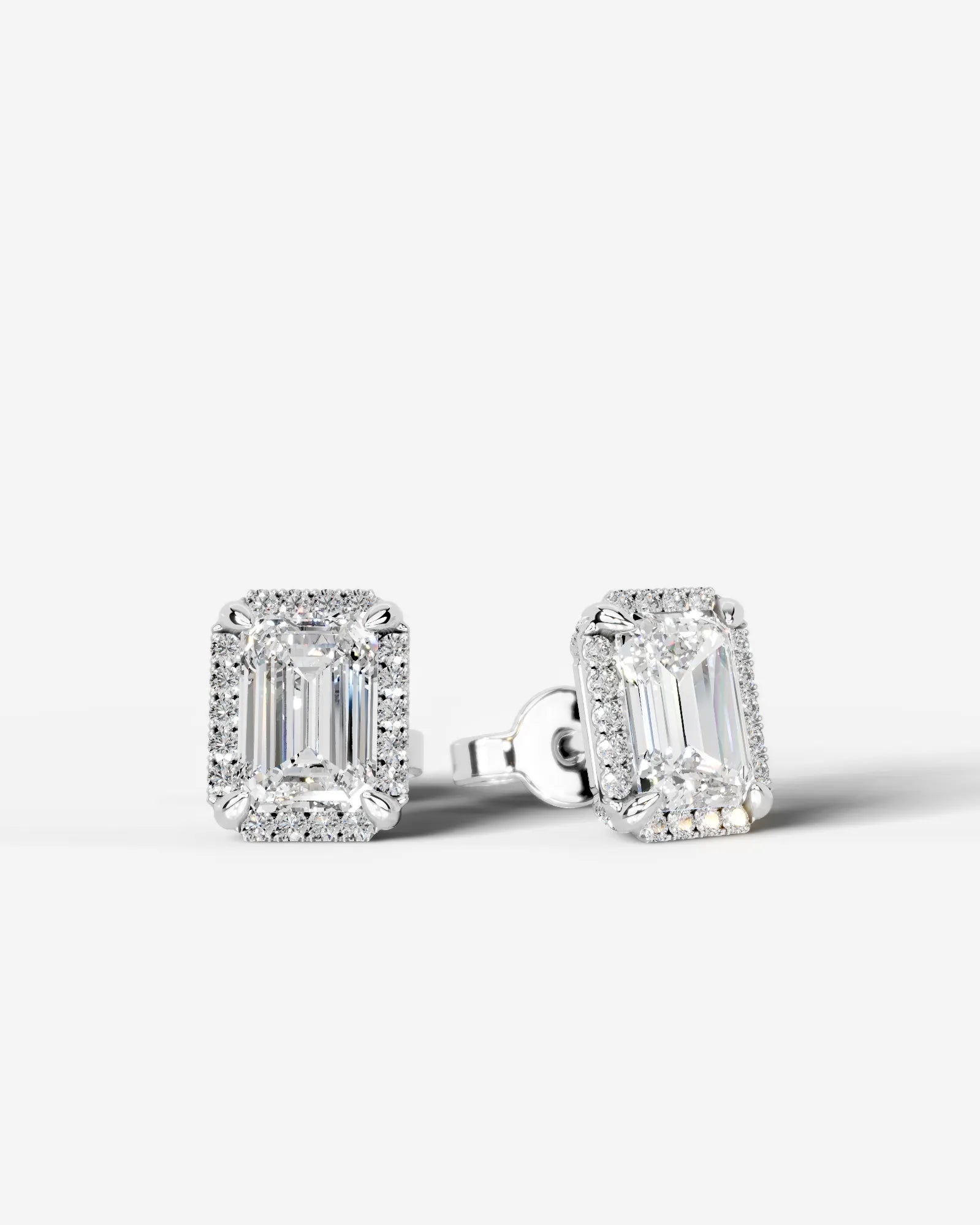 Ophelia Lab Grown Diamond Earrings Emerald - White Gold