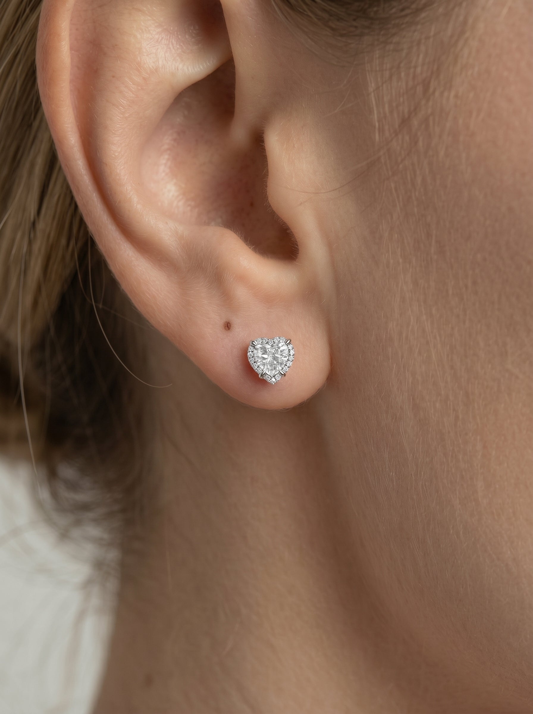 Ophelia Lab Grown Diamond Earrings Heart - White Gold