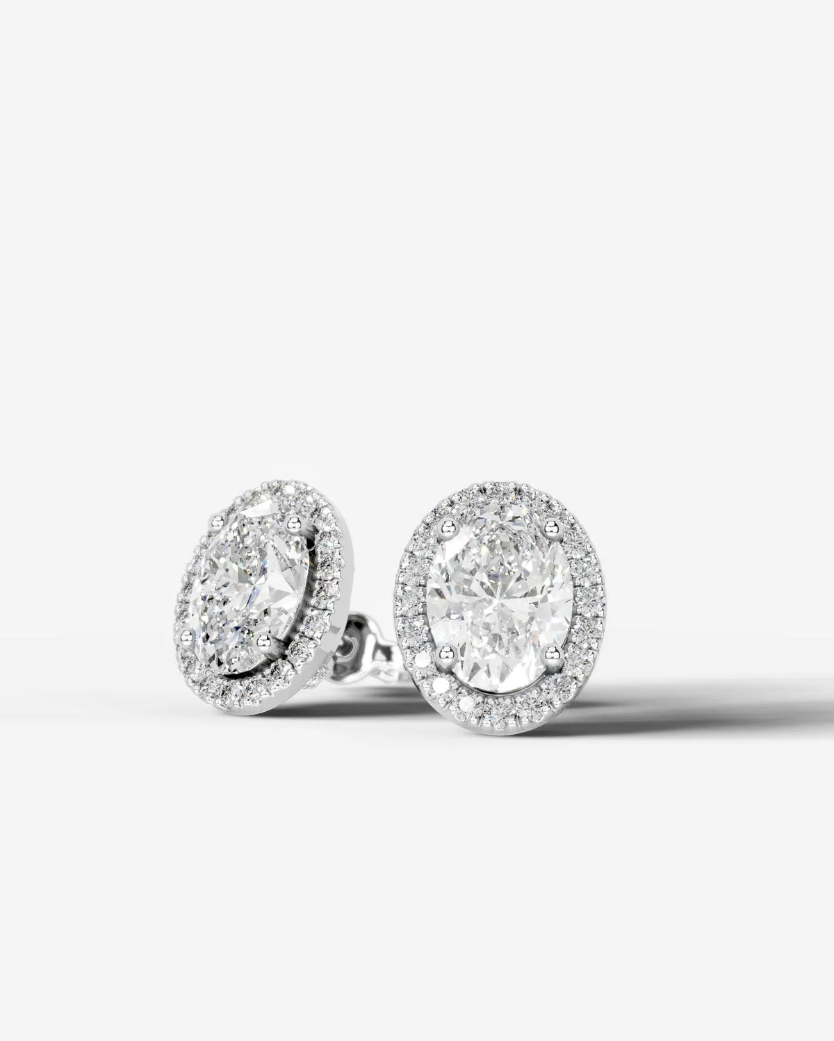 Ophelia Lab Grown Diamond Earrings Oval - White Gold