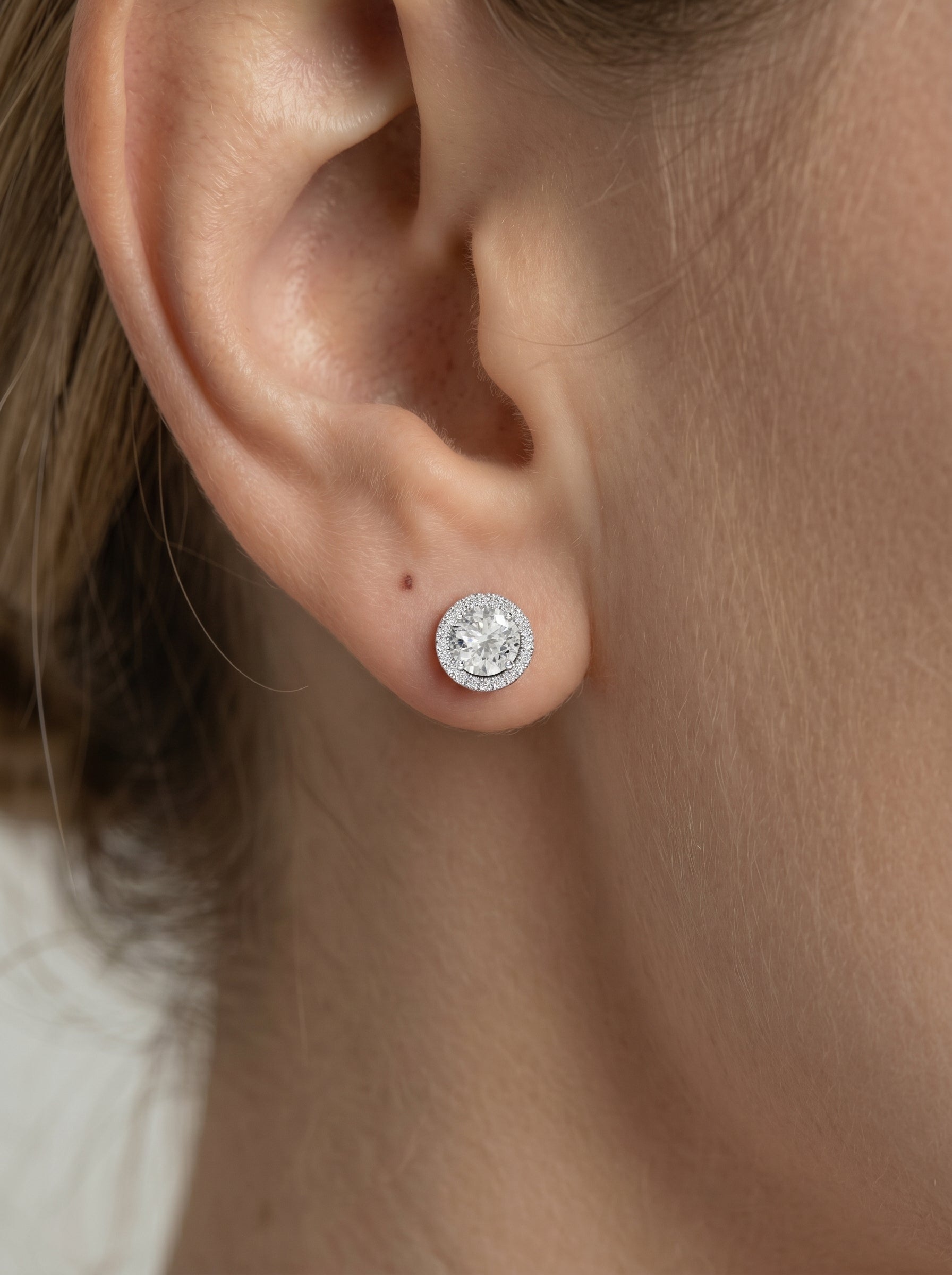 Ophelia Lab Grown Diamond Earrings Round - White Gold