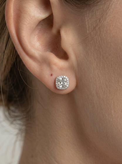 Ophelia Lab Grown Diamond Earrings Square Cushion - White Gold