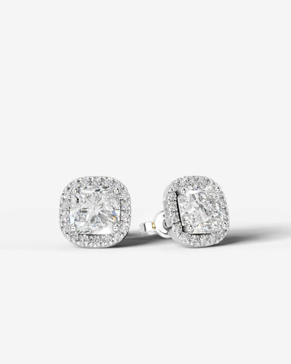 Ophelia Lab Grown Diamond Earrings Square Cushion - White Gold