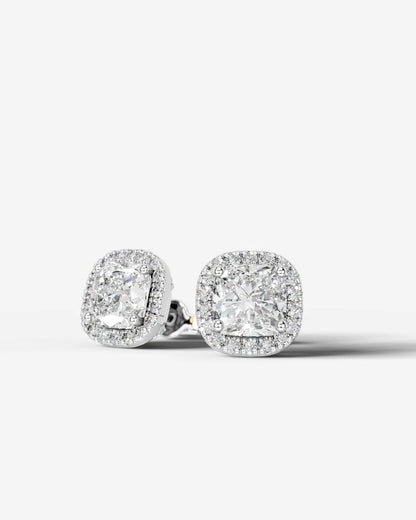 Ophelia Lab Grown Diamond Earrings Square Cushion - White Gold