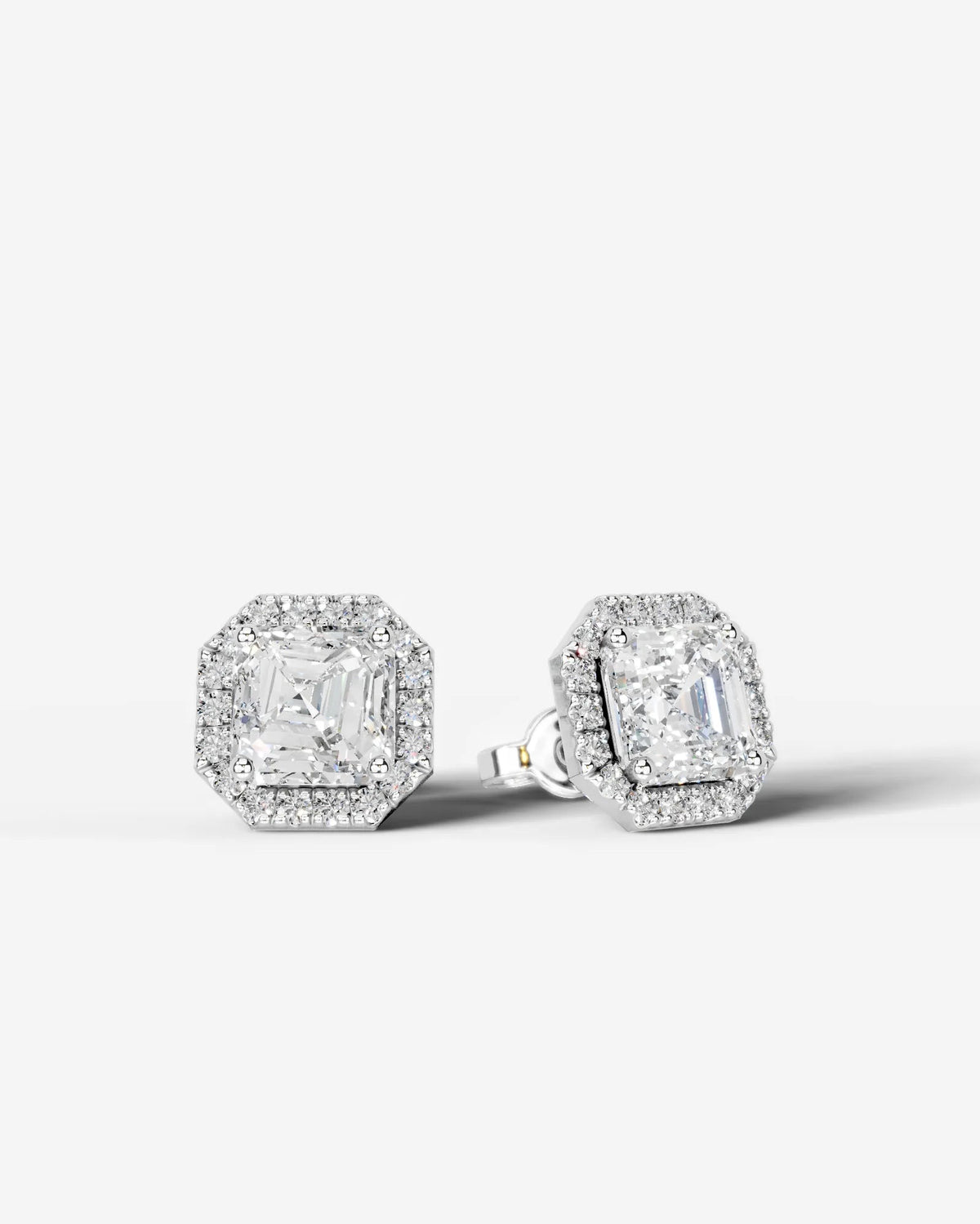 Ophelia Lab Grown Diamond Earrings Square Radiant - White Gold
